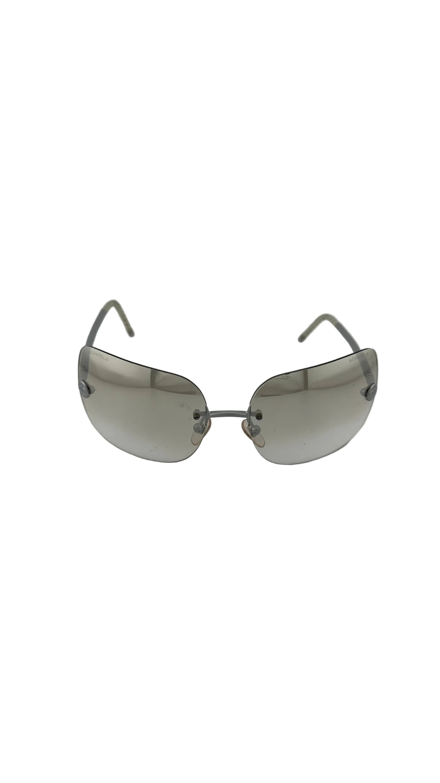 Chanel - VINTAGE Y2K Silver Rimless Sunglasses