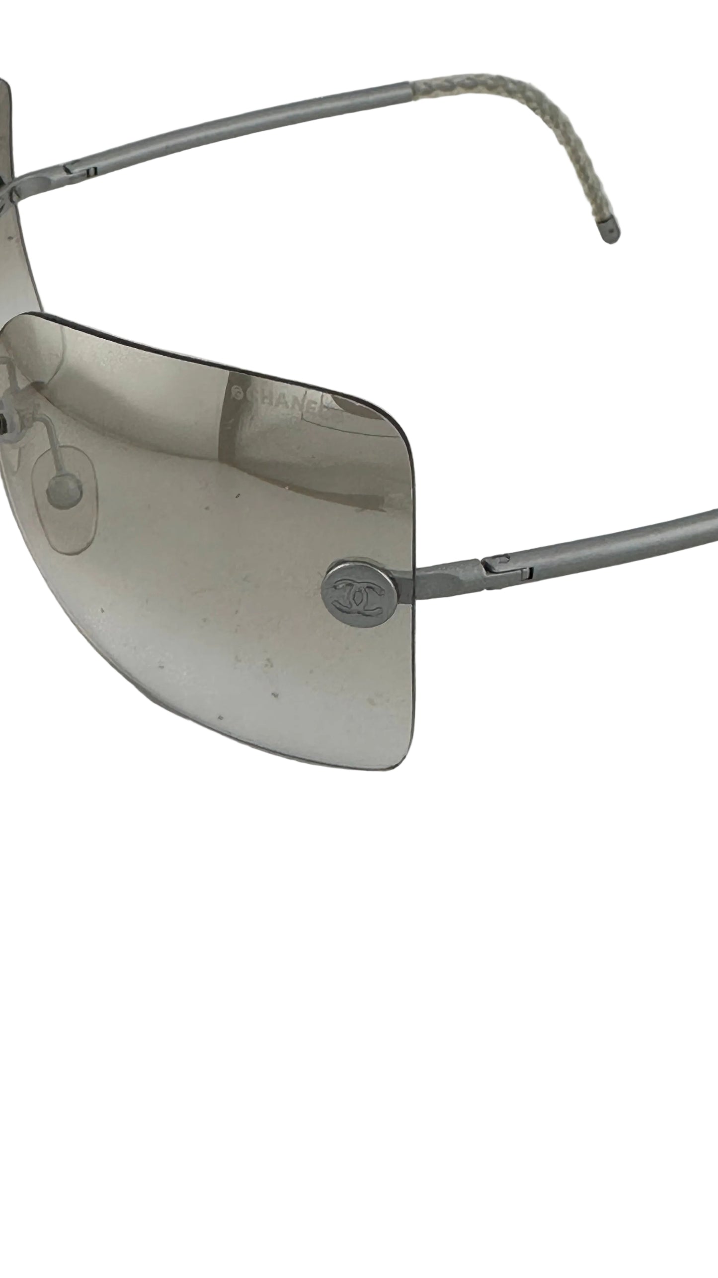 Chanel - VINTAGE Y2K Silver Rimless Sunglasses