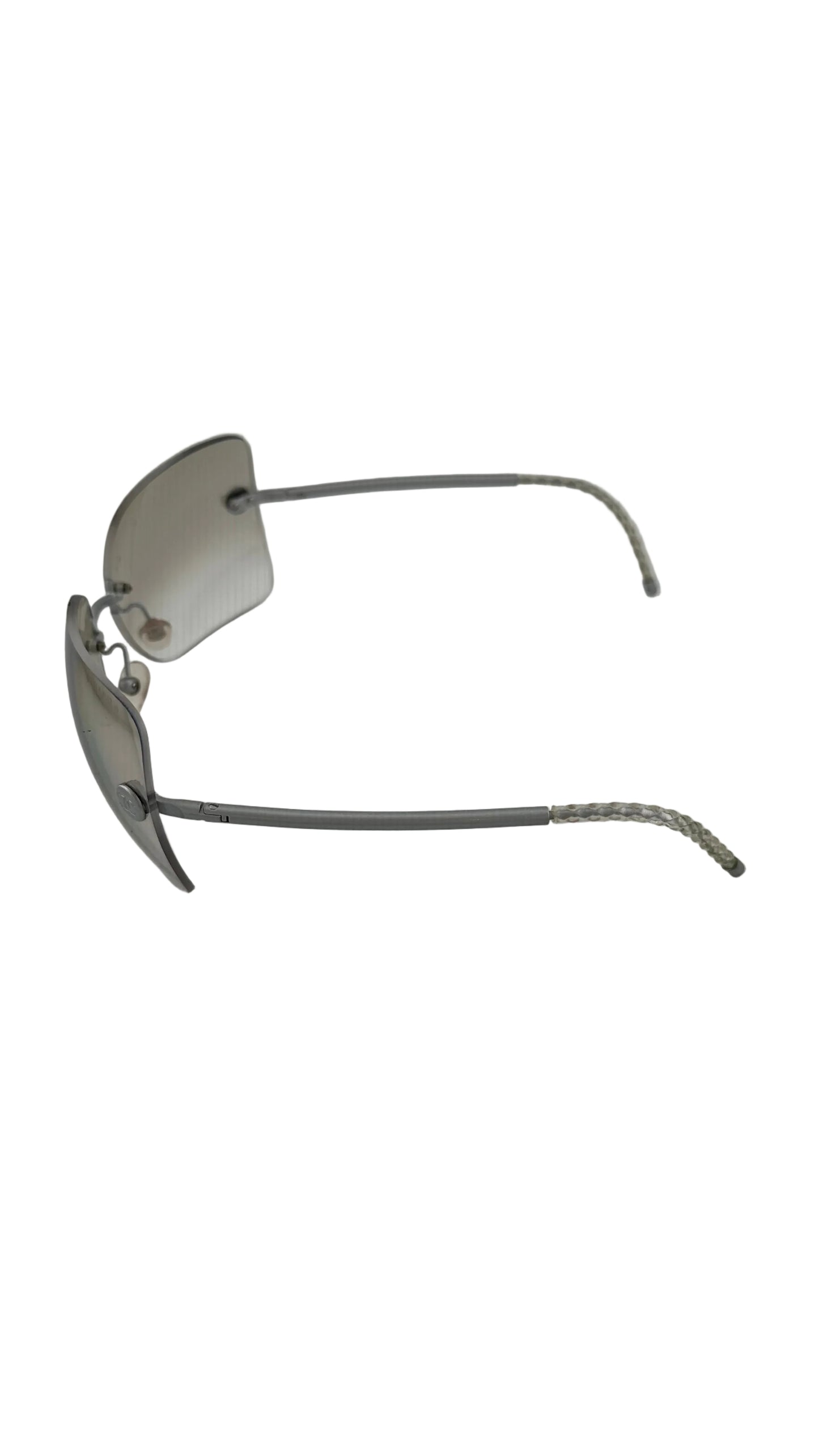 Chanel - VINTAGE Y2K Silver Rimless Sunglasses