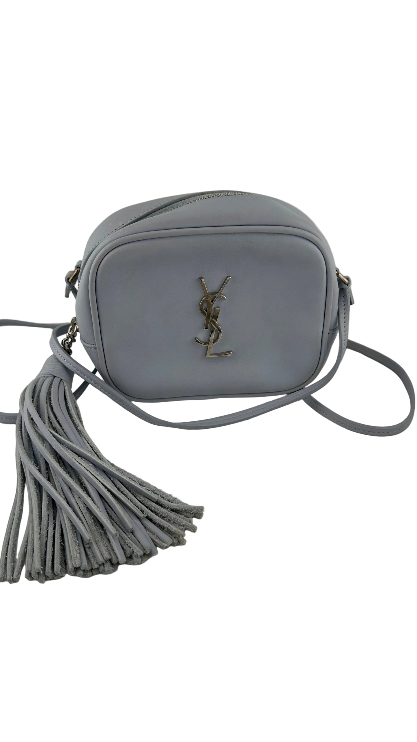 YSL - Blue Leather Monogram Blogger Bag Crossbody