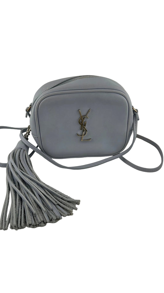 YSL - Blue Leather Monogram Blogger Bag Crossbody