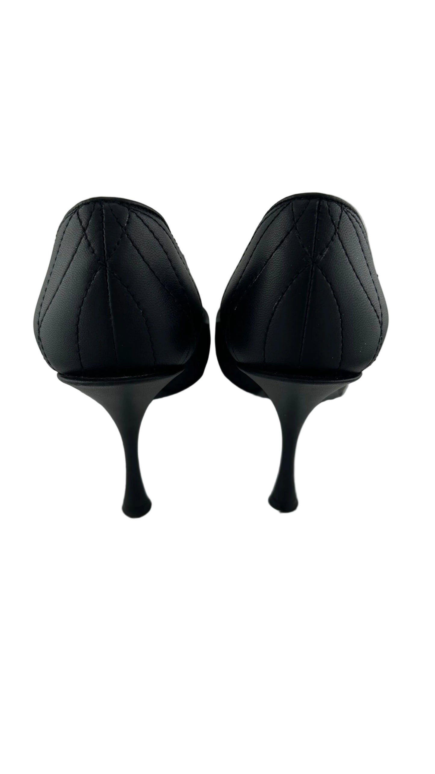 DOLCE & GABBANA - Lori Devotion Black Leather Heels with Gold Heart - 38