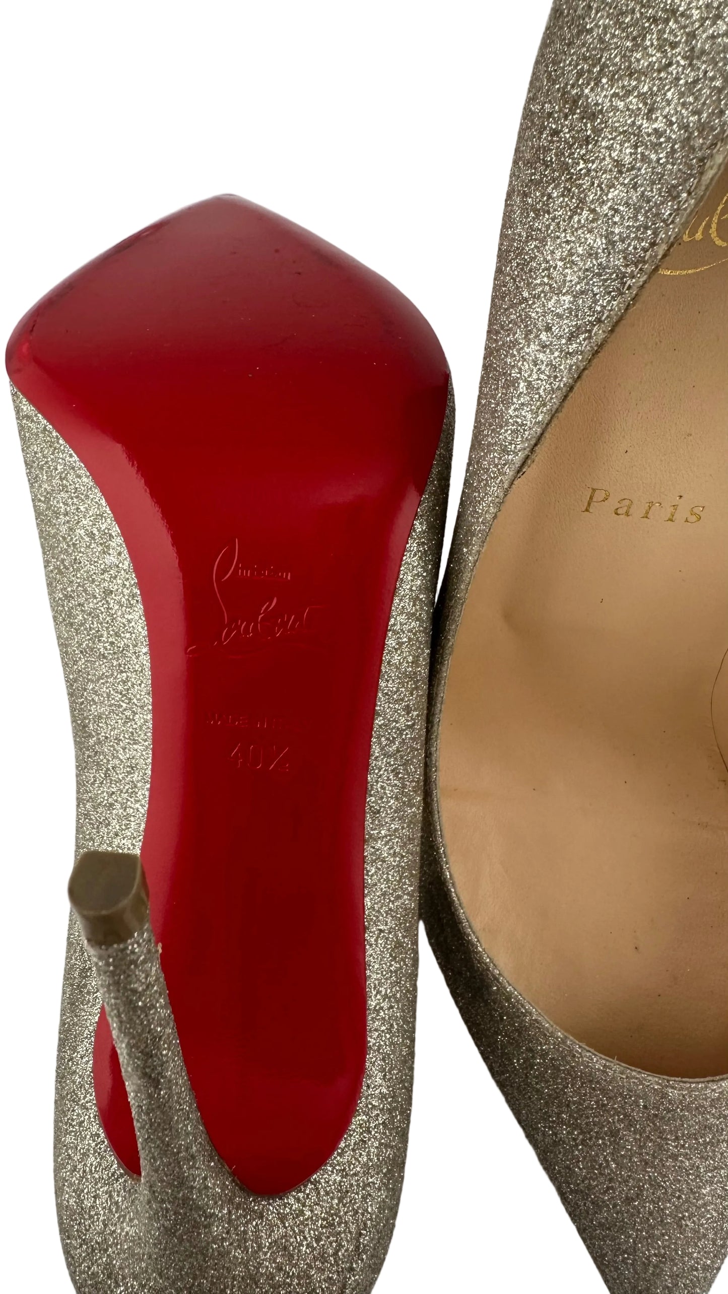Christian Louboutin - So Kate Silver Glitter Heels - 40.5