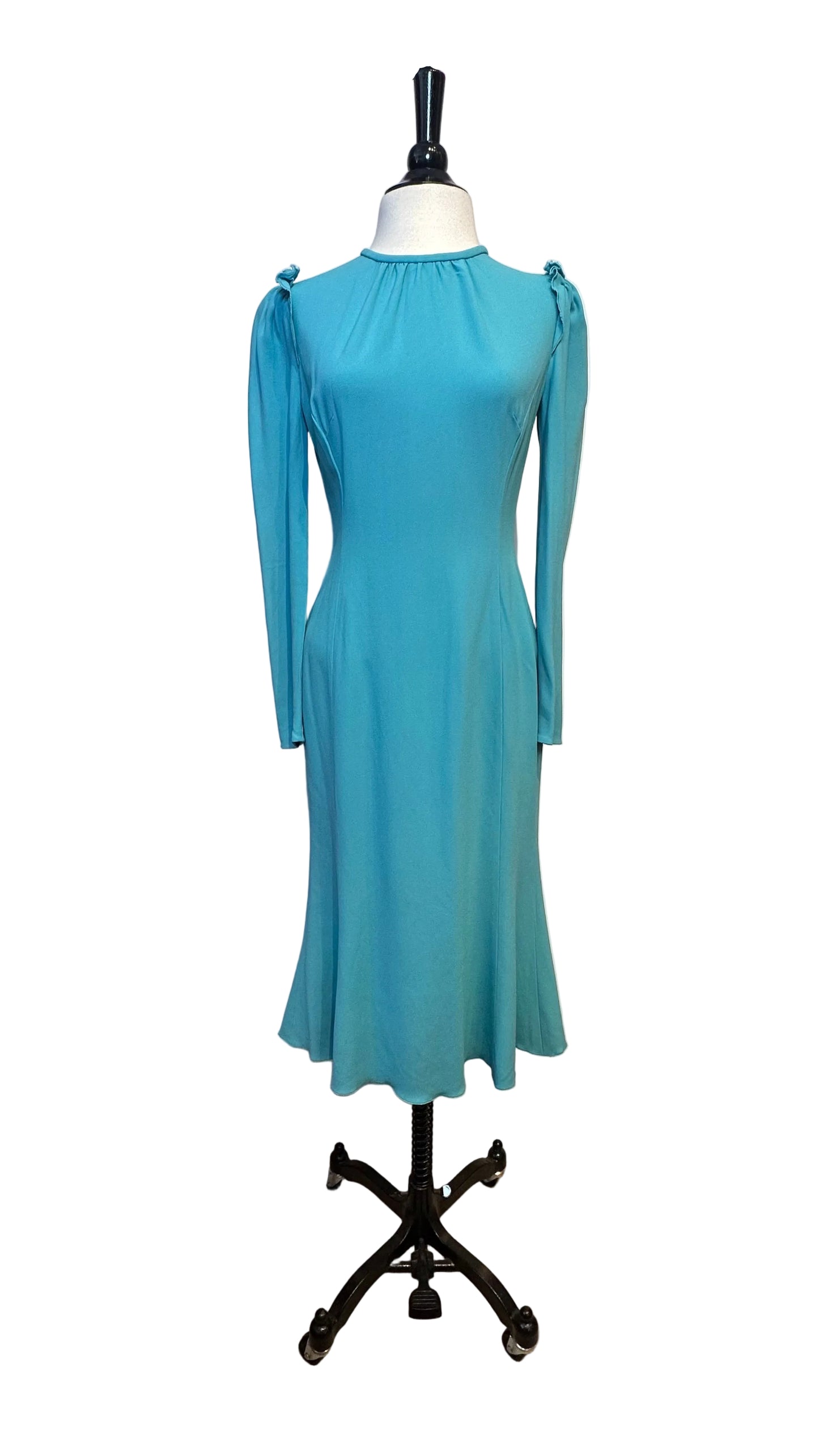 DOLCE & GABBANA - Tiffany Blue Ruffle Long Sleeve Dress - 42