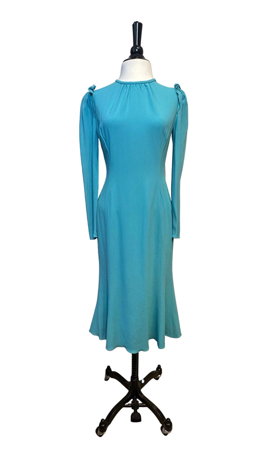 DOLCE & GABBANA - Tiffany Blue Ruffle Long Sleeve Dress - 42