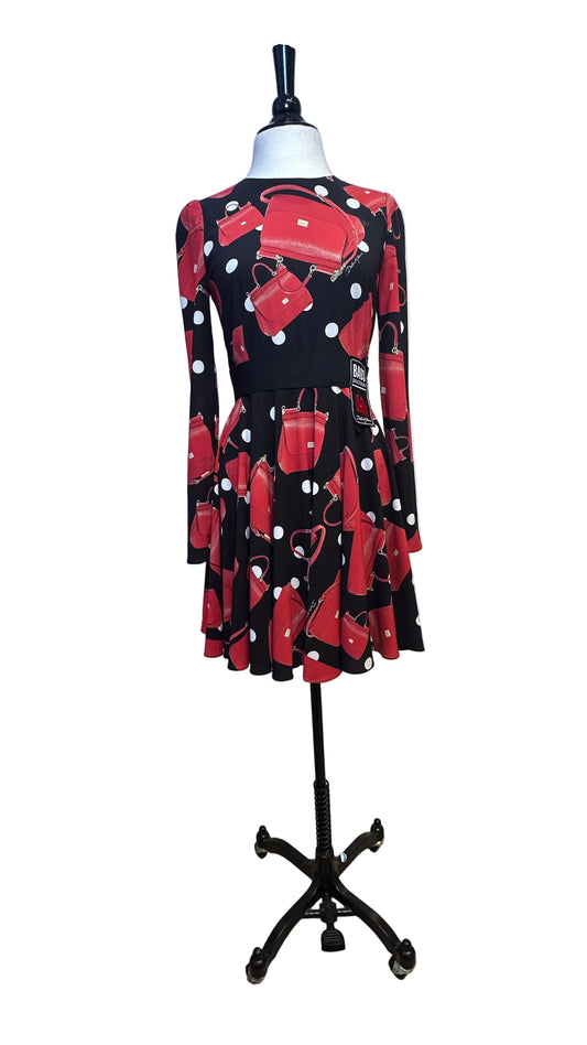 DOLCE & GABBANA - Devotion Sicily Bag Print Long Sleeve Dress - 40