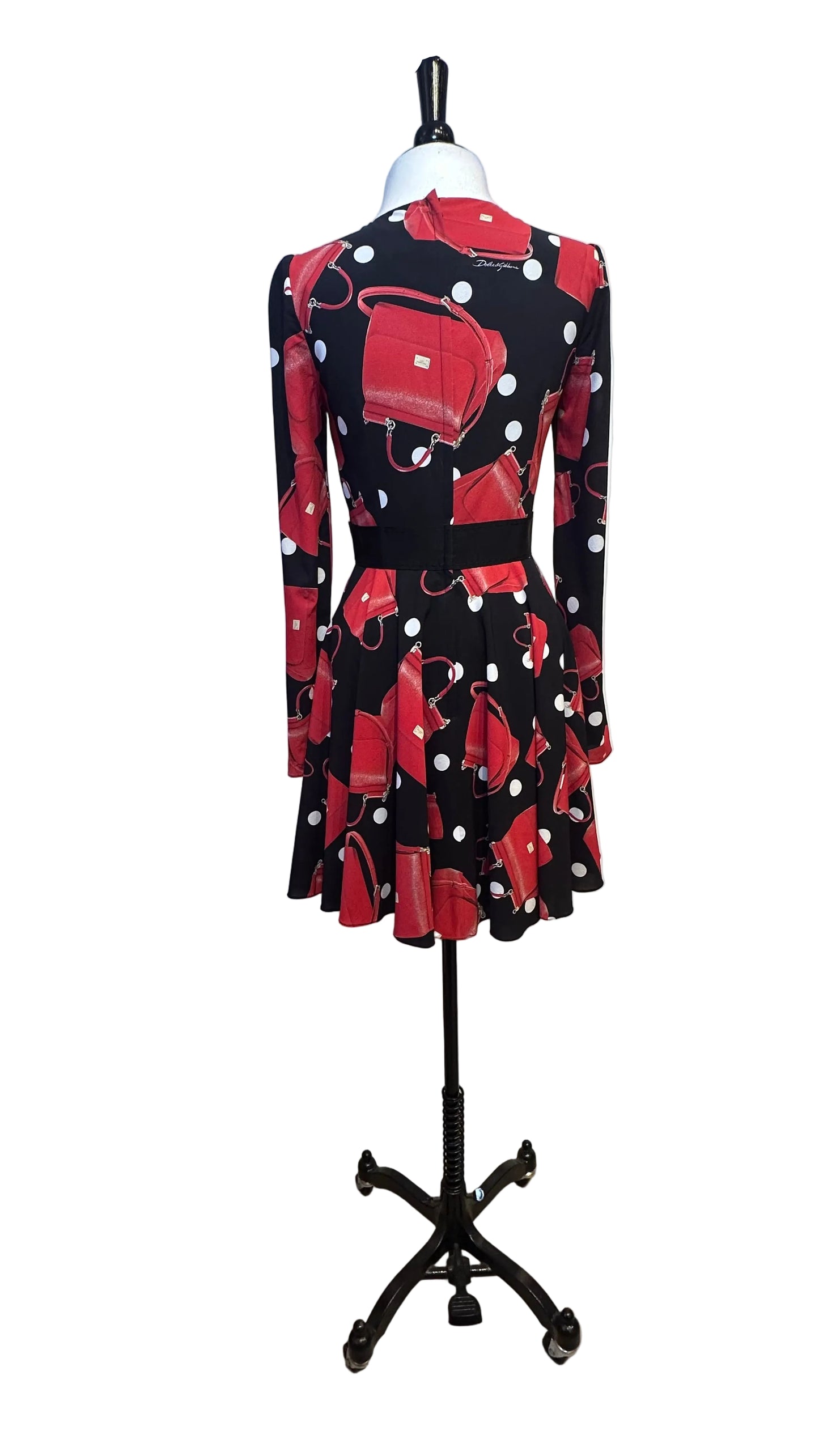 DOLCE & GABBANA - Devotion Sicily Bag Print Long Sleeve Dress - 40