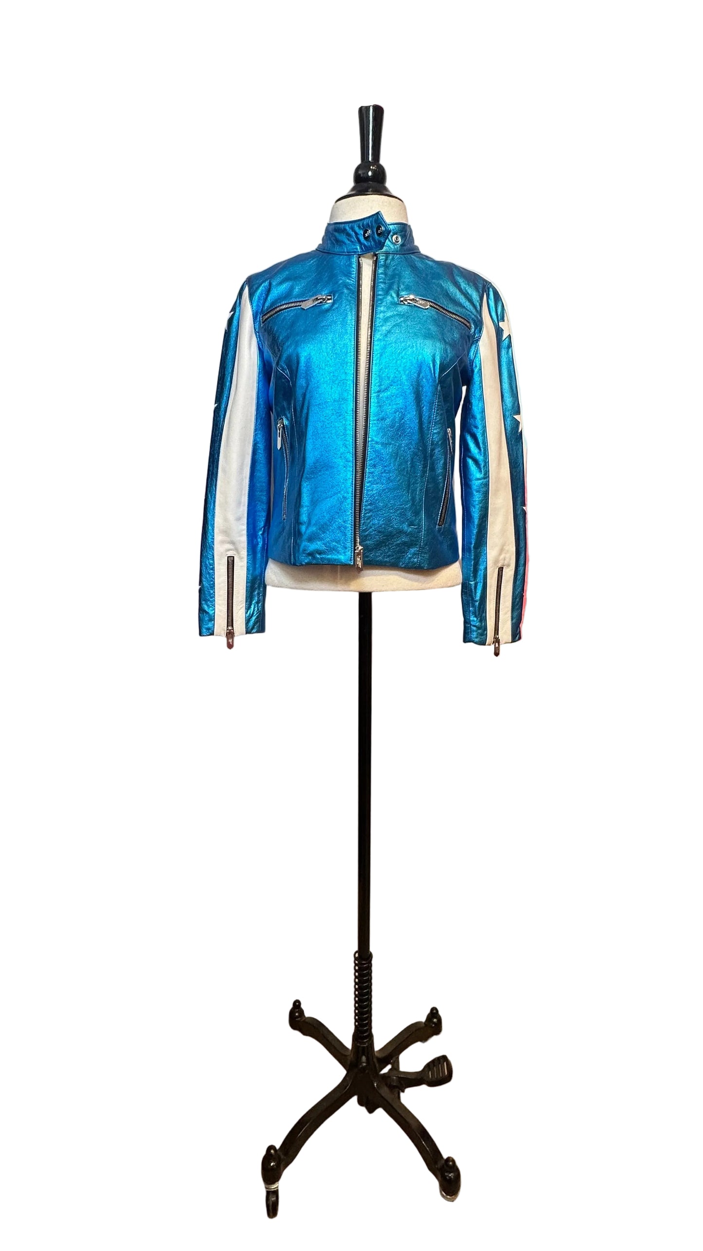 The Mighty Company - The Verona Racer Metallic Electric Blue Jacket - S