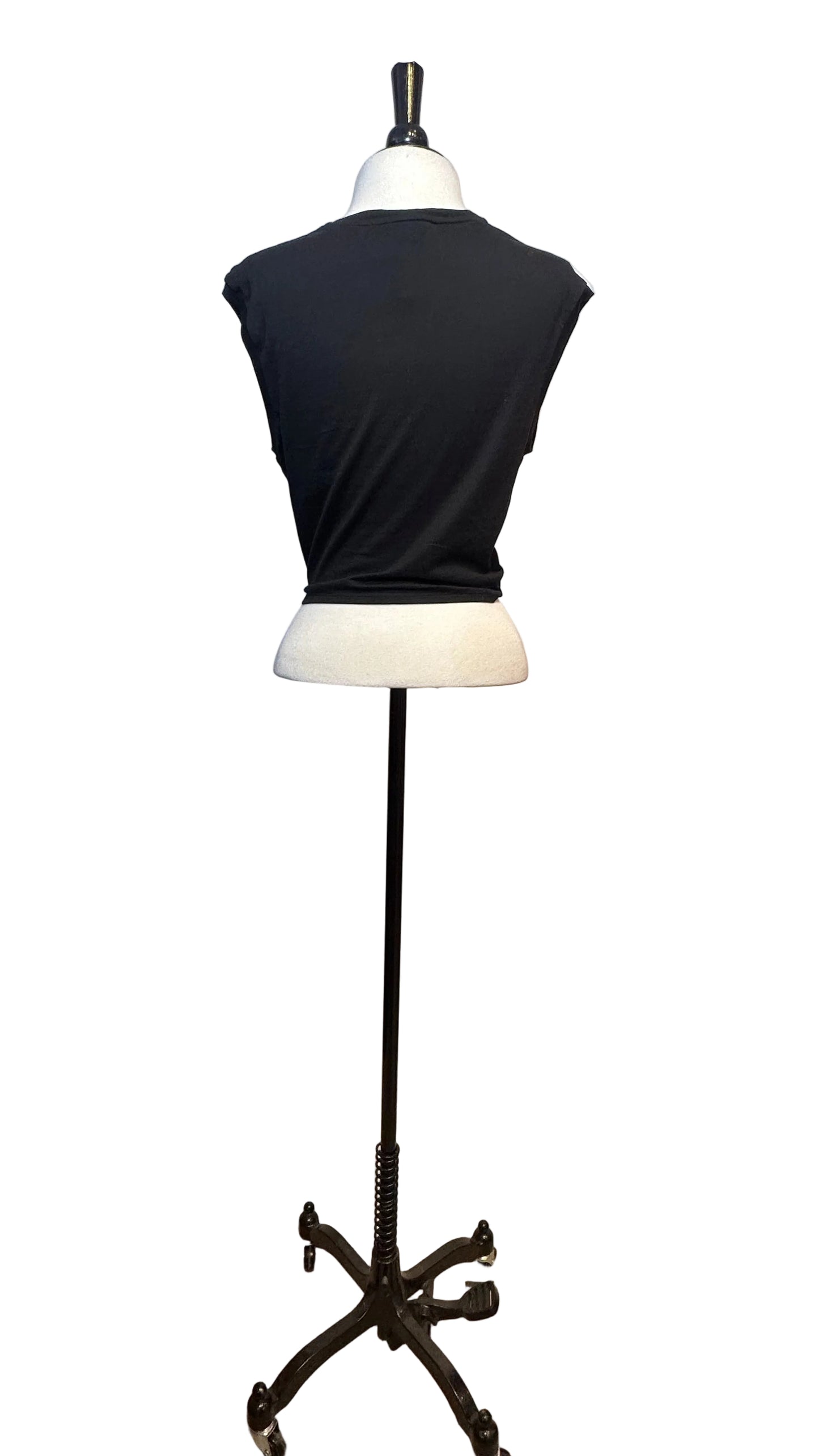 DOLCE & GABBANA - Black 'Bellissima' Jersey Tie Crop Top - 36