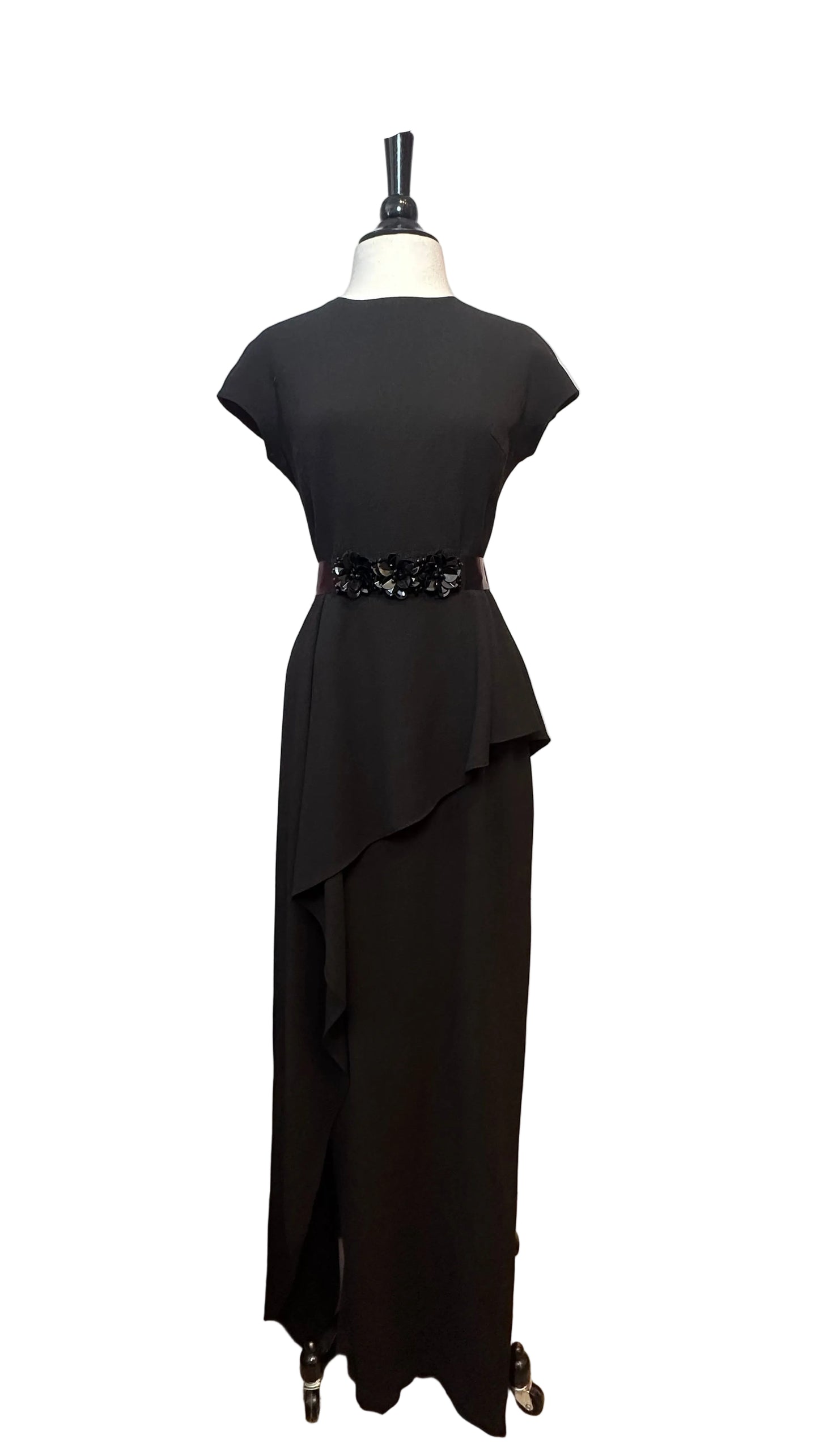 Rickie Freeman for Teri Jon - Black Draped Crepe Gown - 4