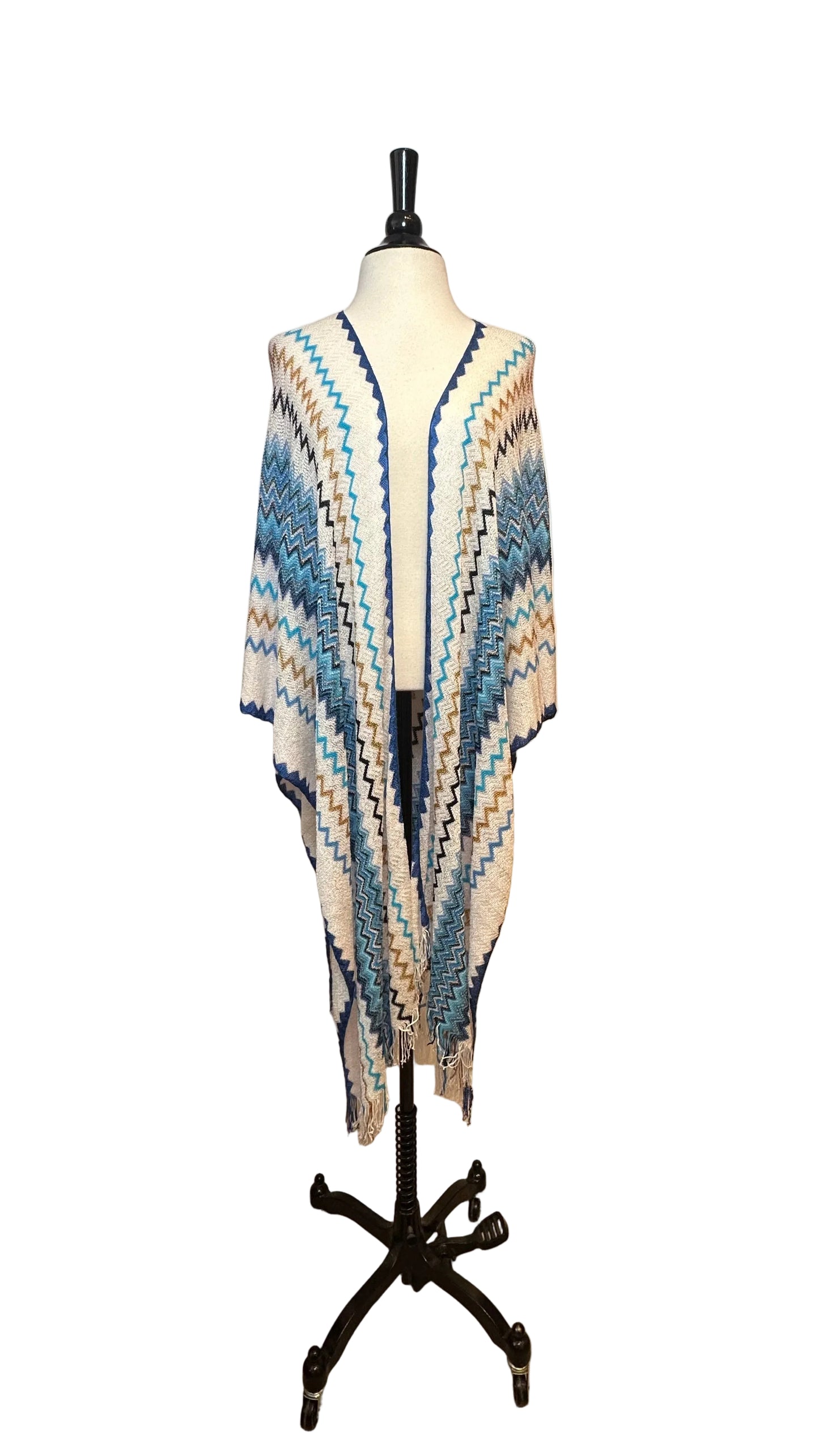 Missoni - Blue Zigzag Knit Cape
