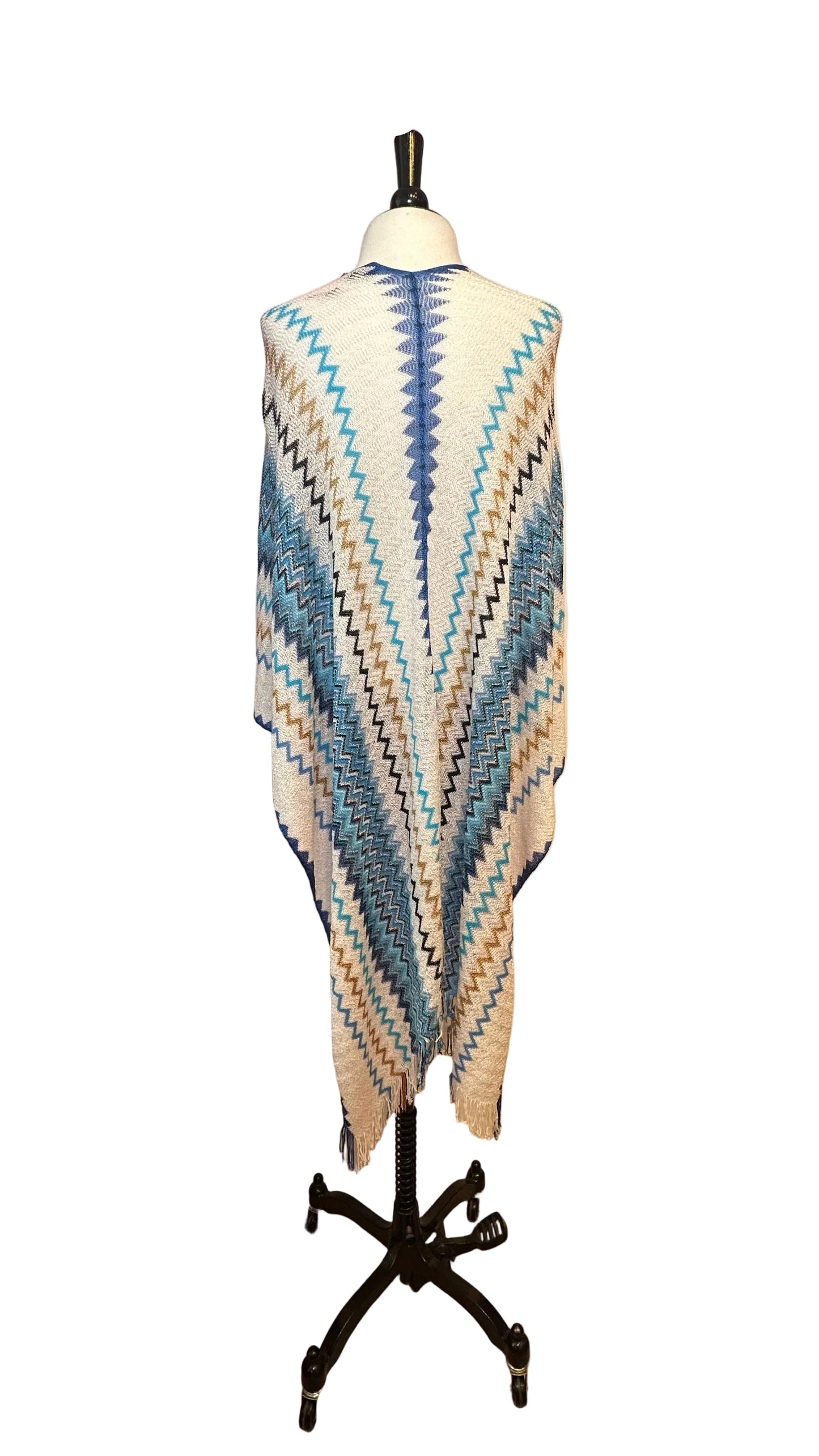 Missoni - Blue Zigzag Knit Cape