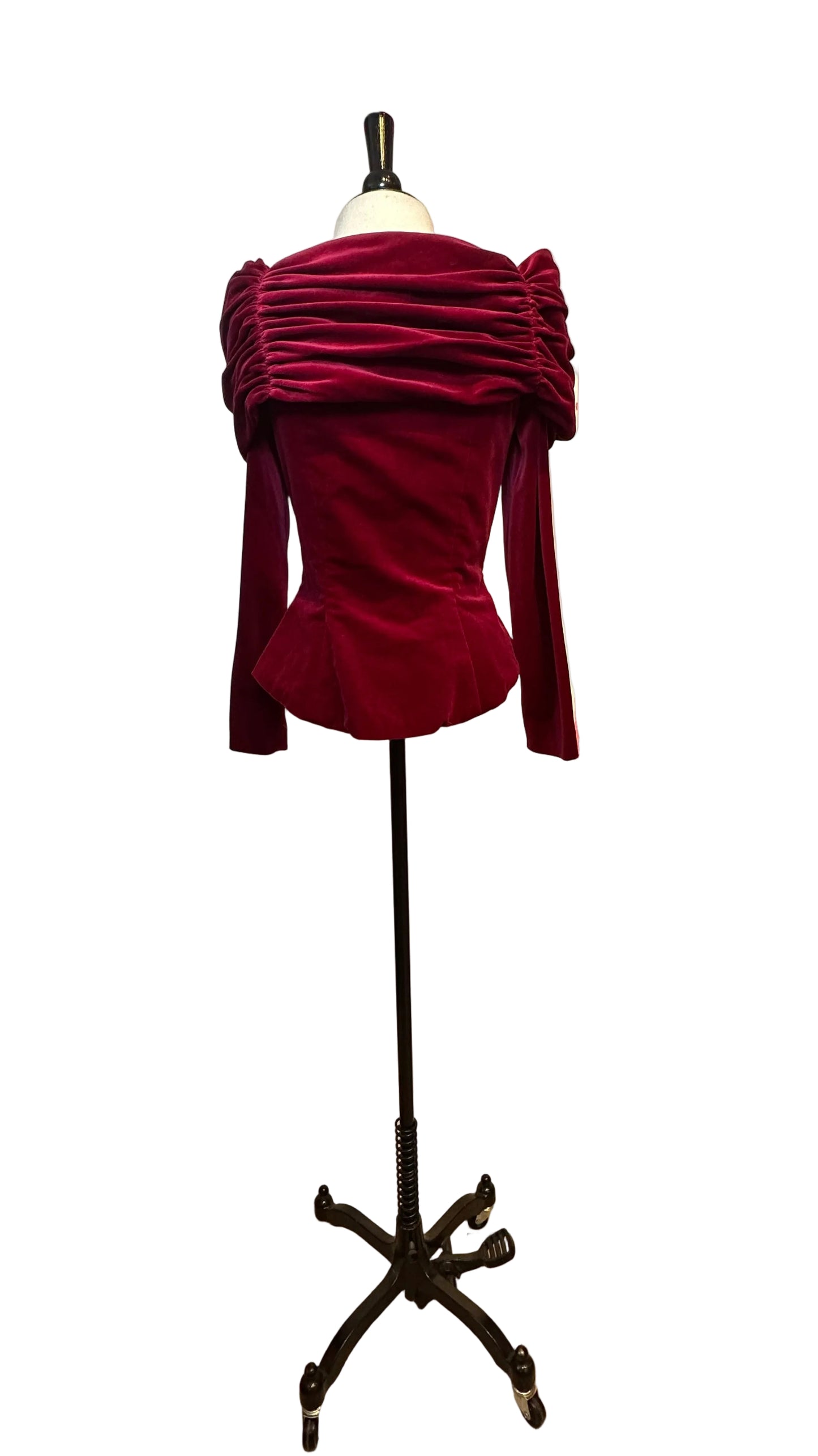 Watters - VINTAGE Cranberry Velvet Off-Shoulder Formal Jacket - 8