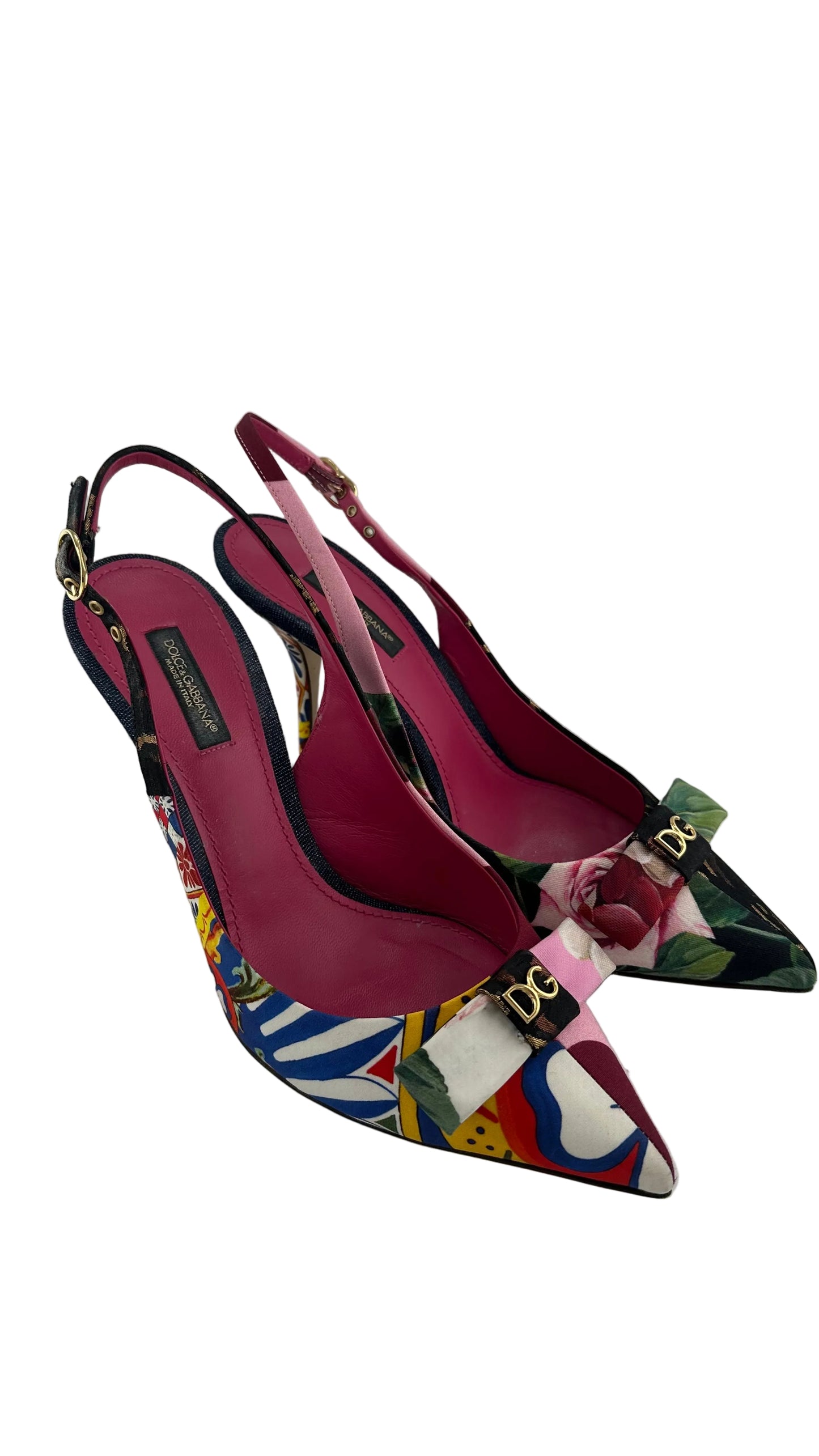 DOLCE & GABBANA - Multicolor Patchwork Slingback Heels - 38