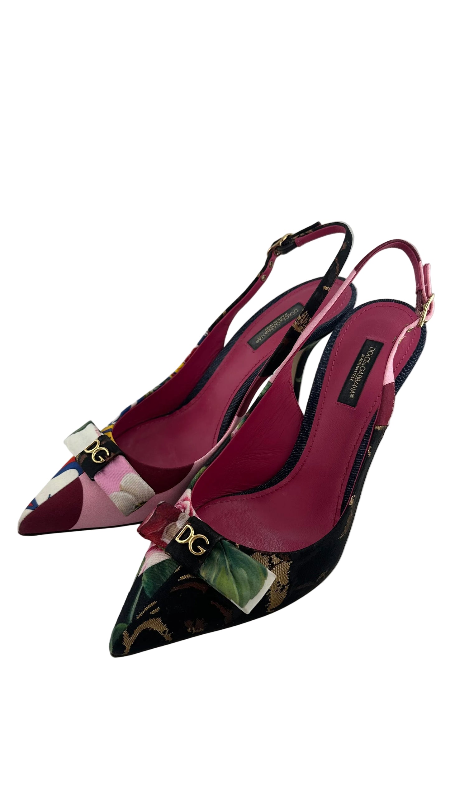 DOLCE & GABBANA - Multicolor Patchwork Slingback Heels - 38