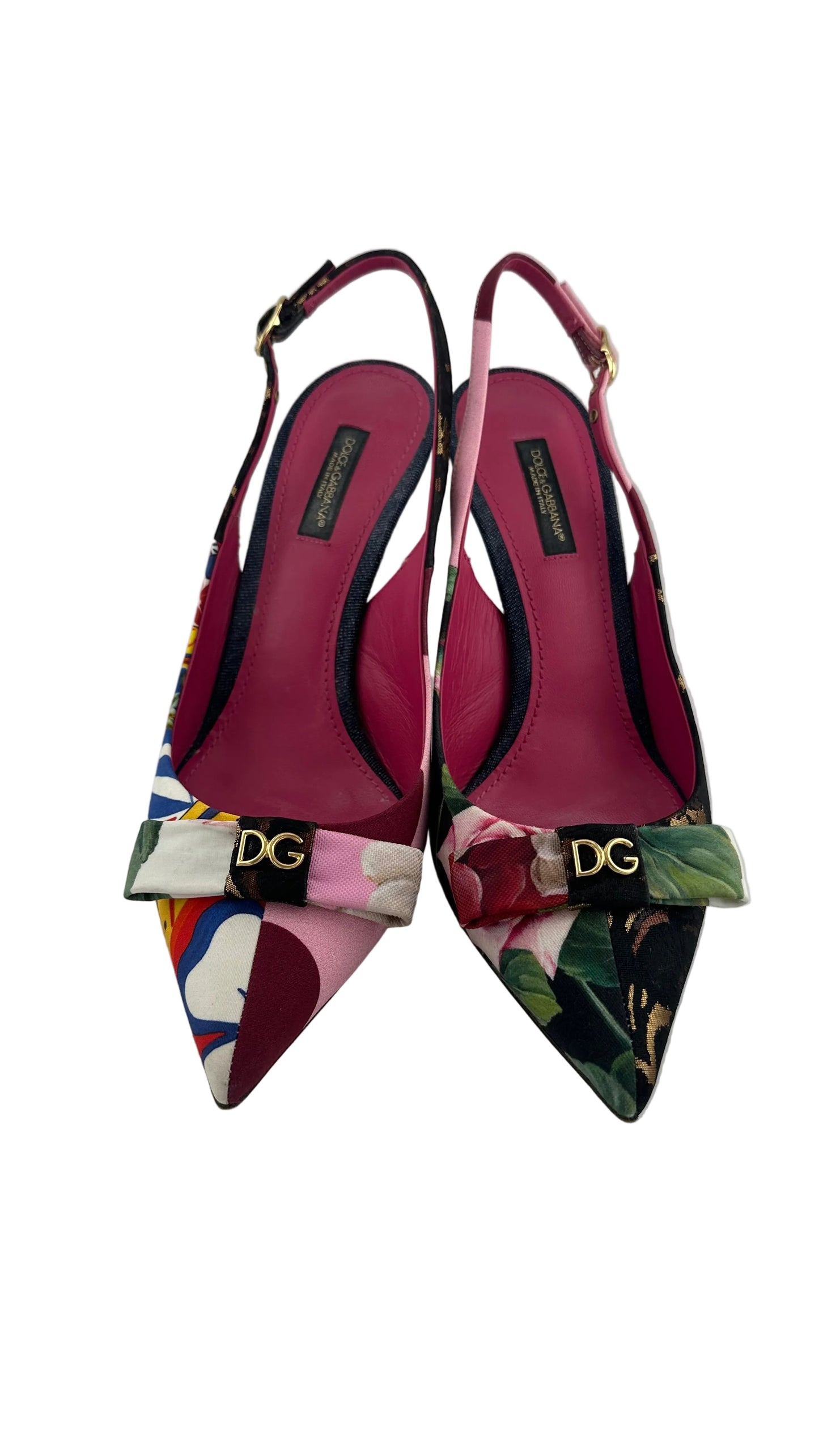 DOLCE & GABBANA - Multicolor Patchwork Slingback Heels - 38