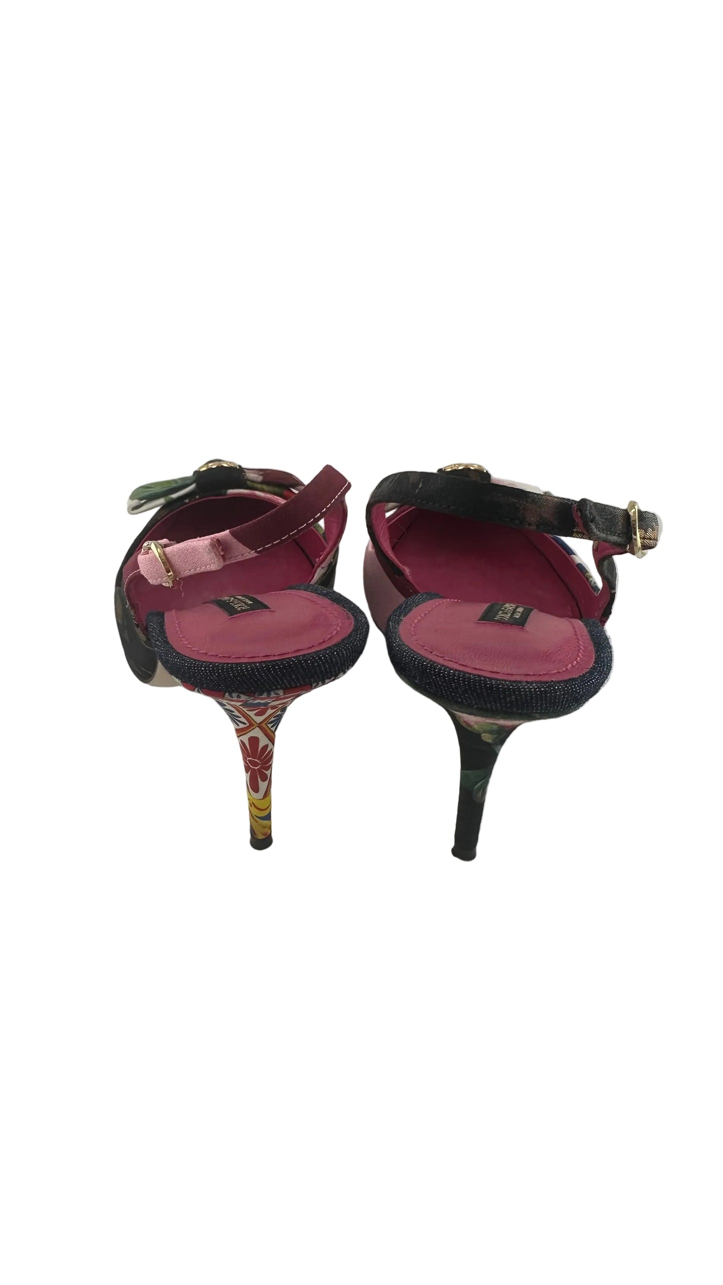 DOLCE & GABBANA - Multicolor Patchwork Slingback Heels - 38