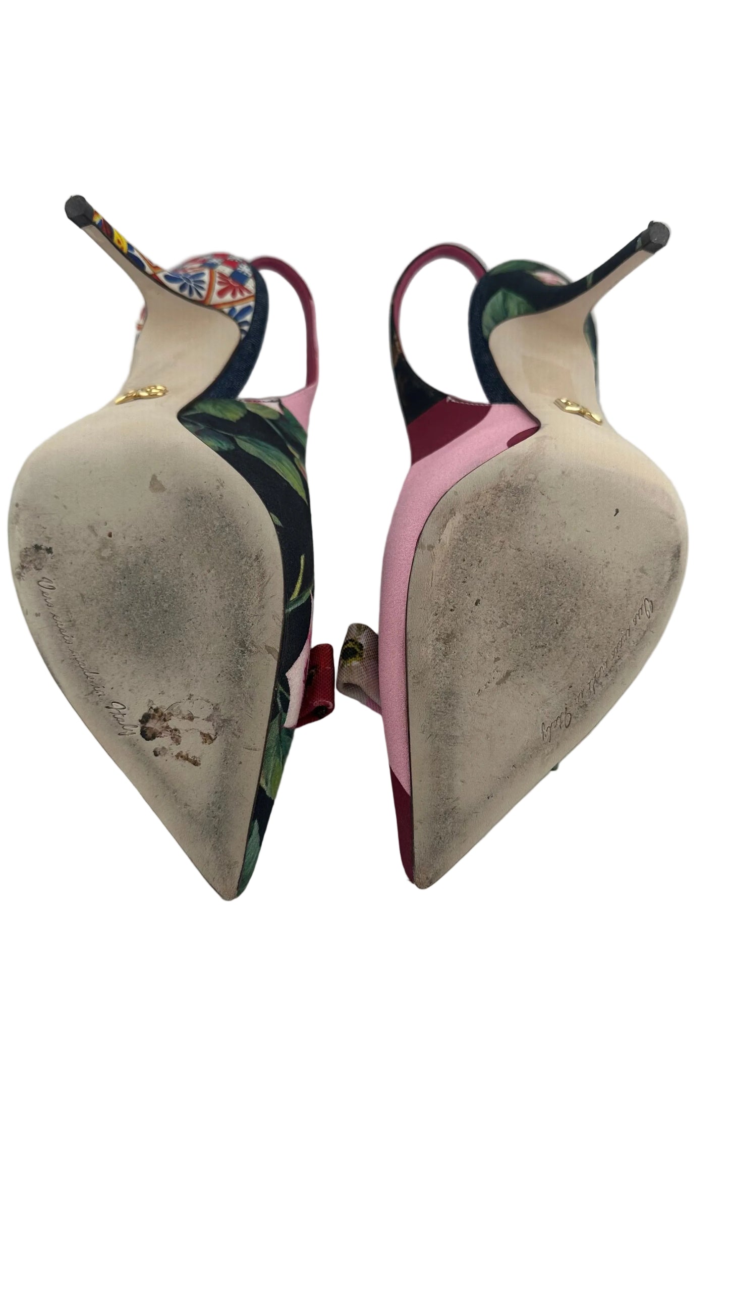 DOLCE & GABBANA - Multicolor Patchwork Slingback Heels - 38