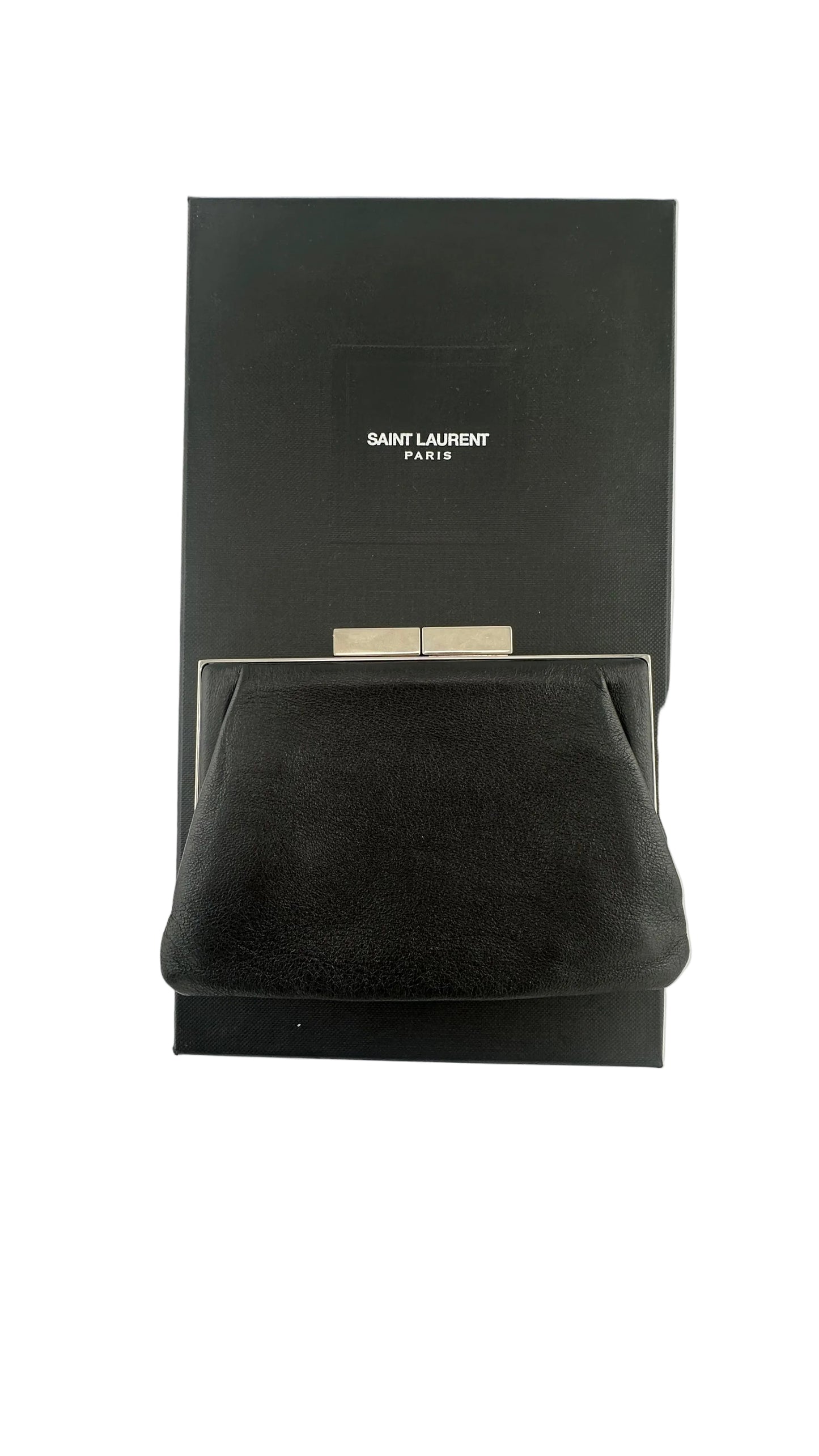 Saint Laurent - RARE Black Leather Pochette with Silver Chain