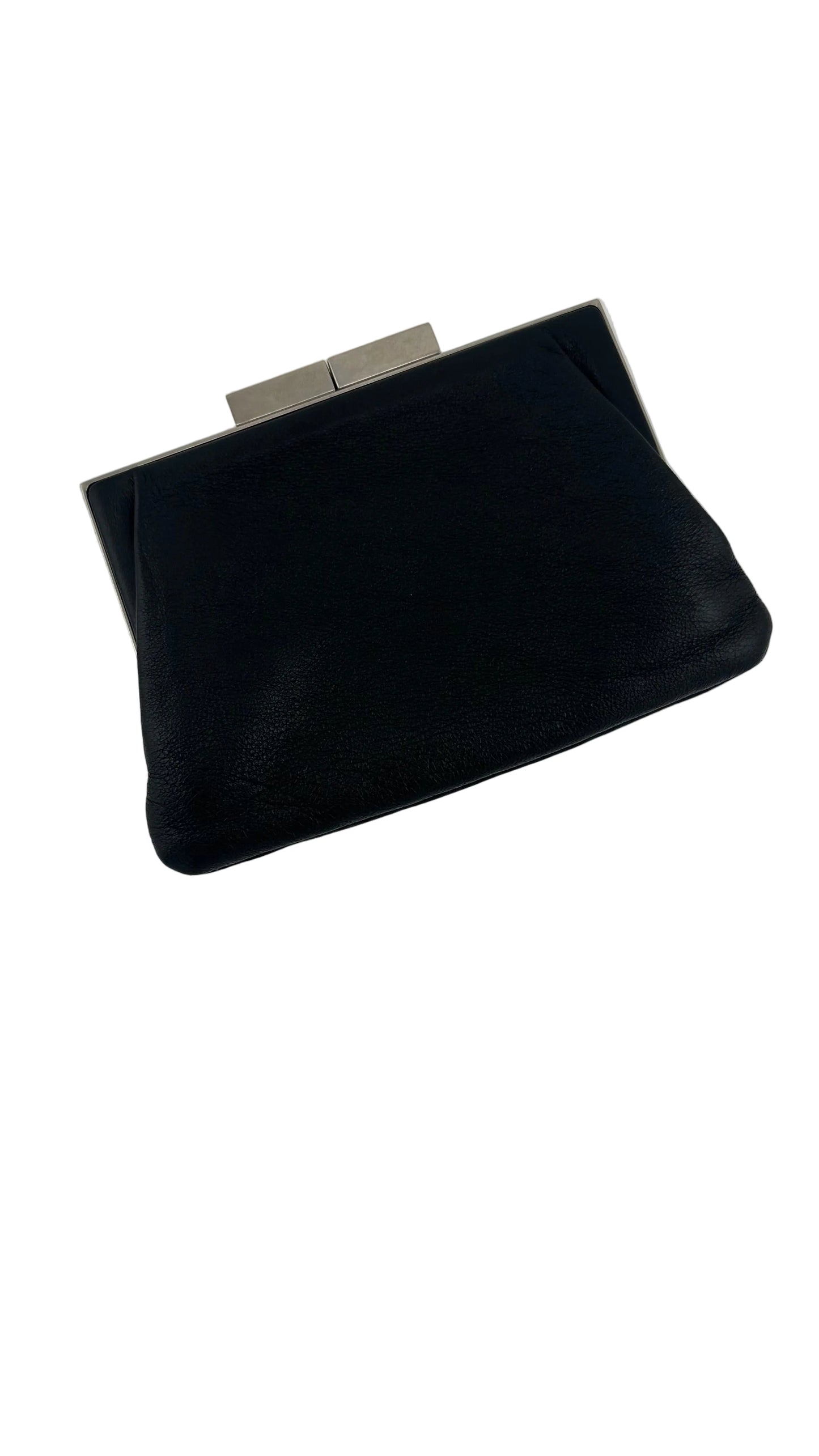 Saint Laurent - RARE Black Leather Pochette with Silver Chain