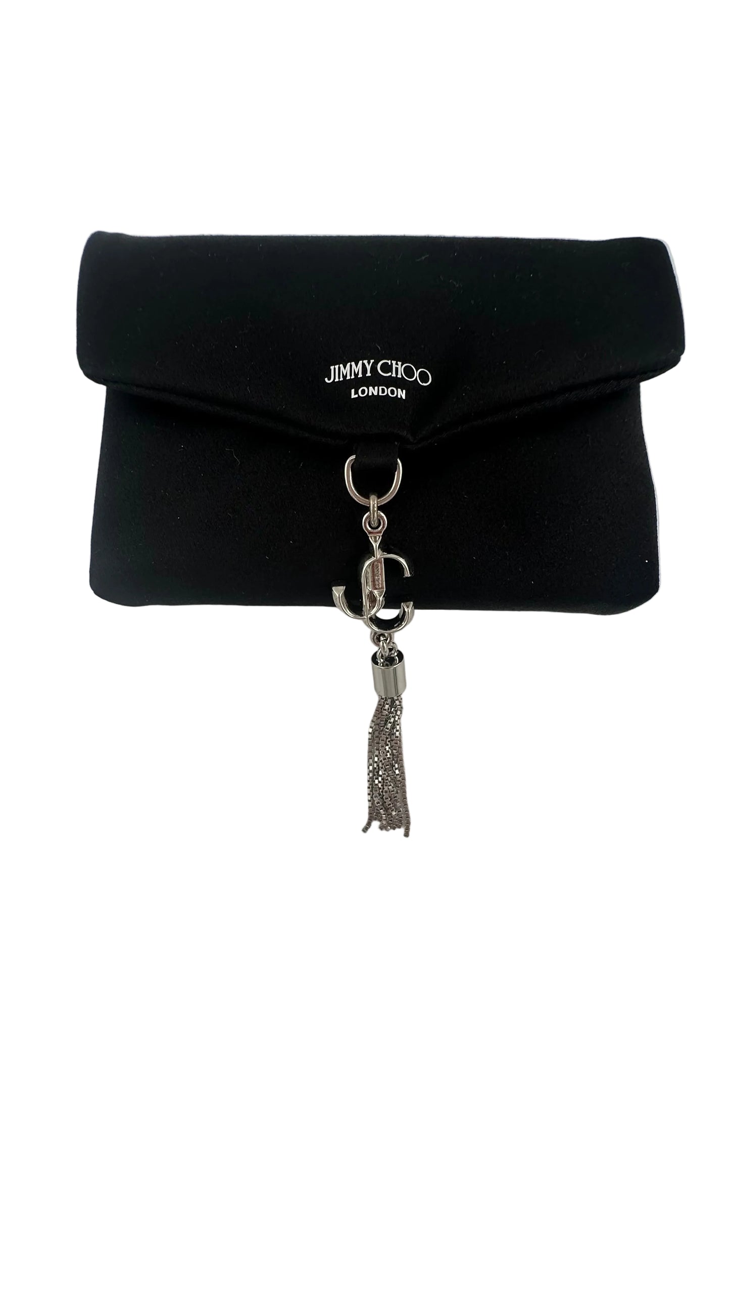 Jimmy Choo - London Black Satin Card Holder with Silver Chain