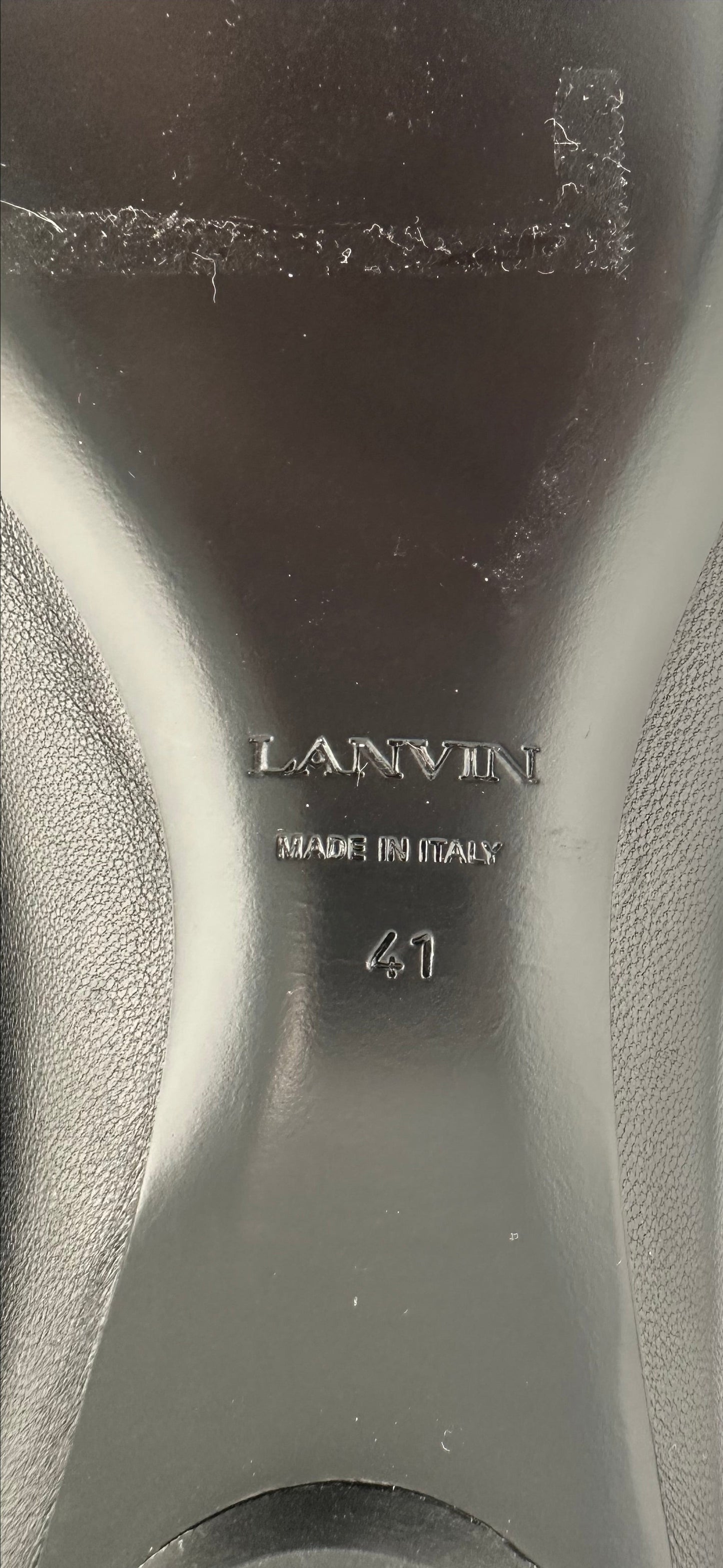 LANVIN - Black Leather Round-Toe Ballerina Flats - 41