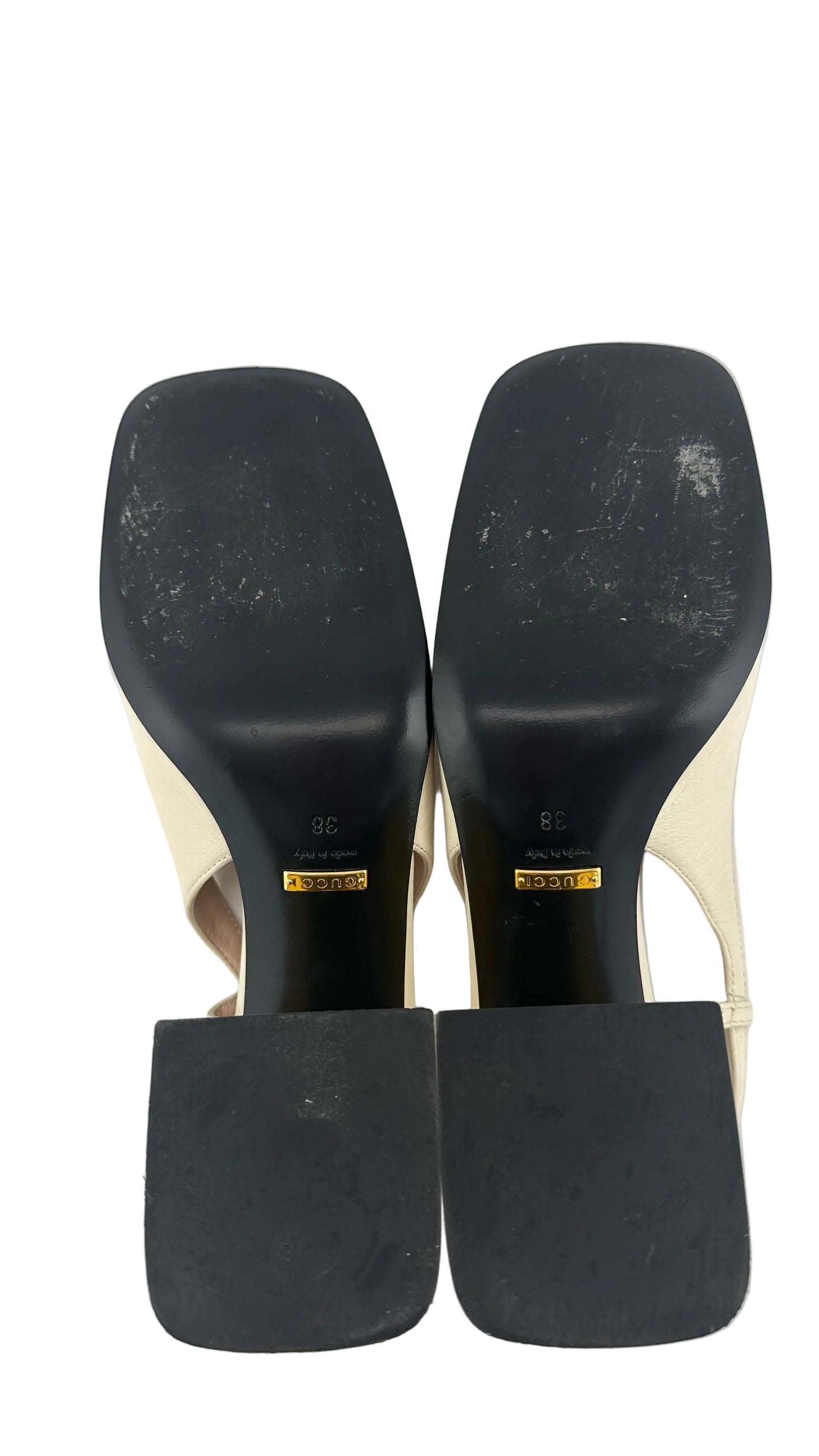 Gucci - Horsebit White Leather Slingback Heels - 38