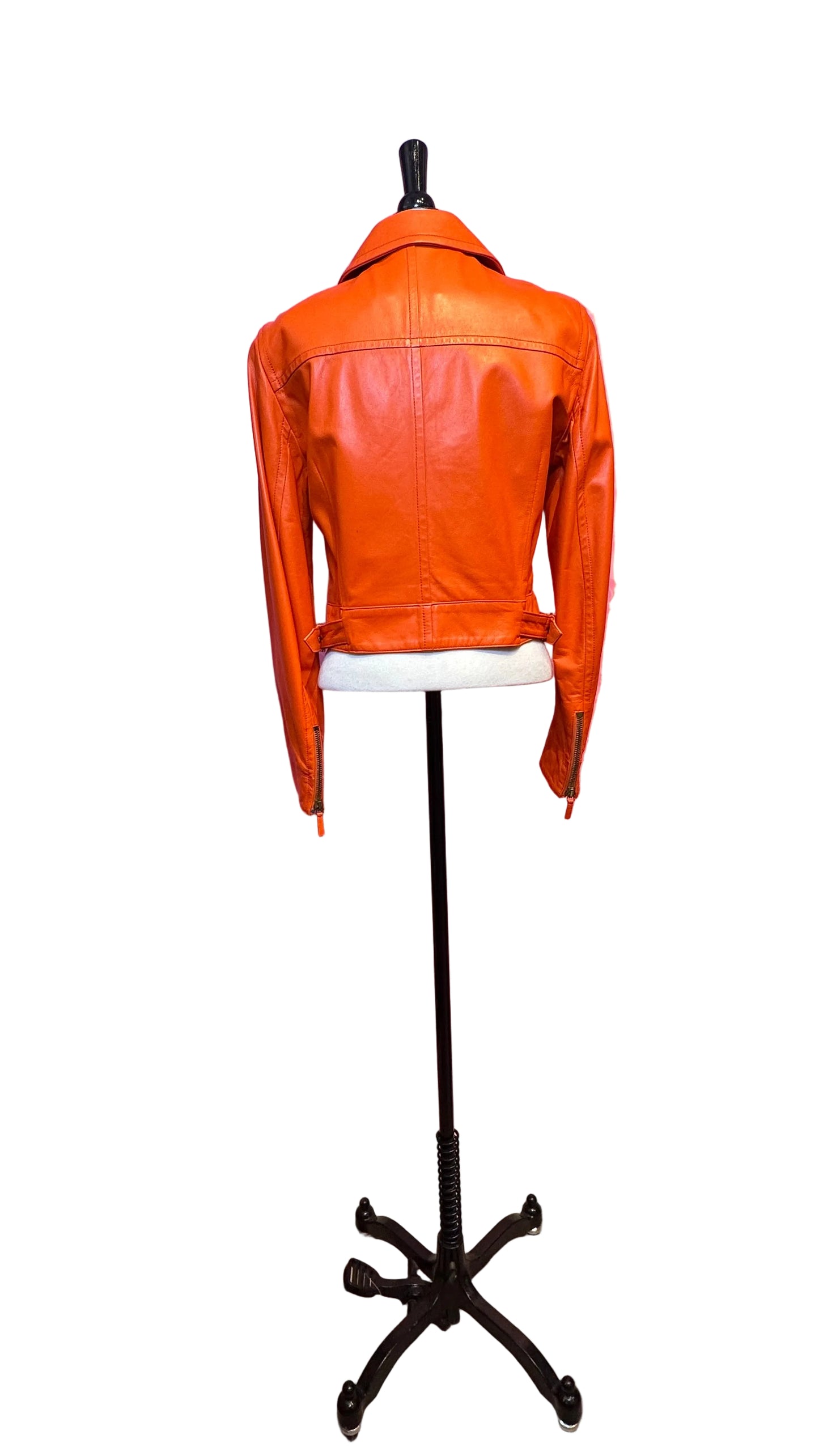 Blumarine - Orange Leather Biker Jacket - 42