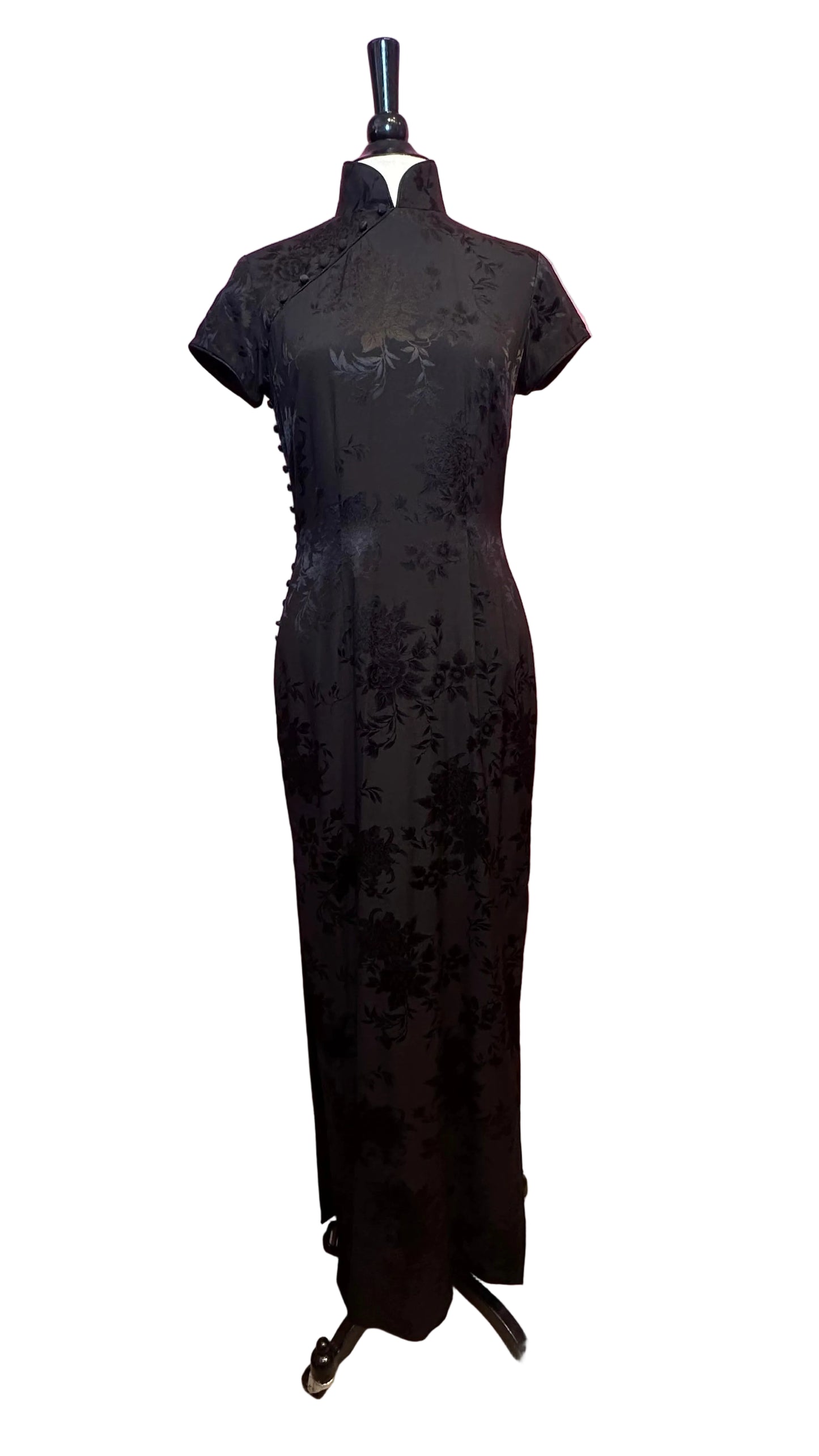 Shanghai Tang - Tang Qipao - Black Floral Silk - 38