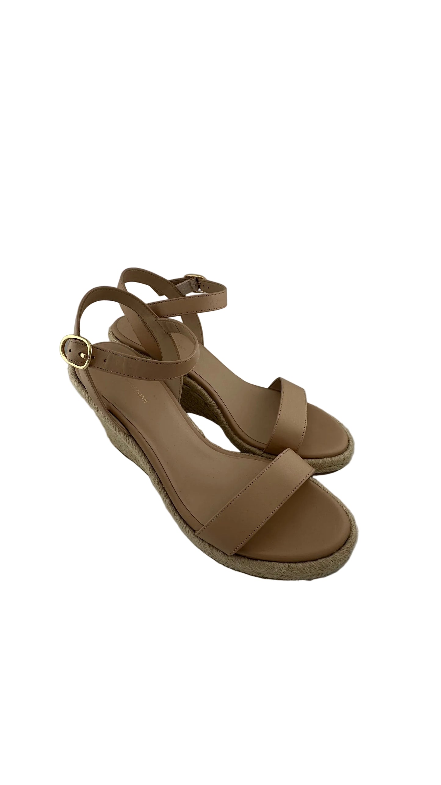 Stuart Weitzman - Teddi Tan Leather Espadrille Wedges - 9.5