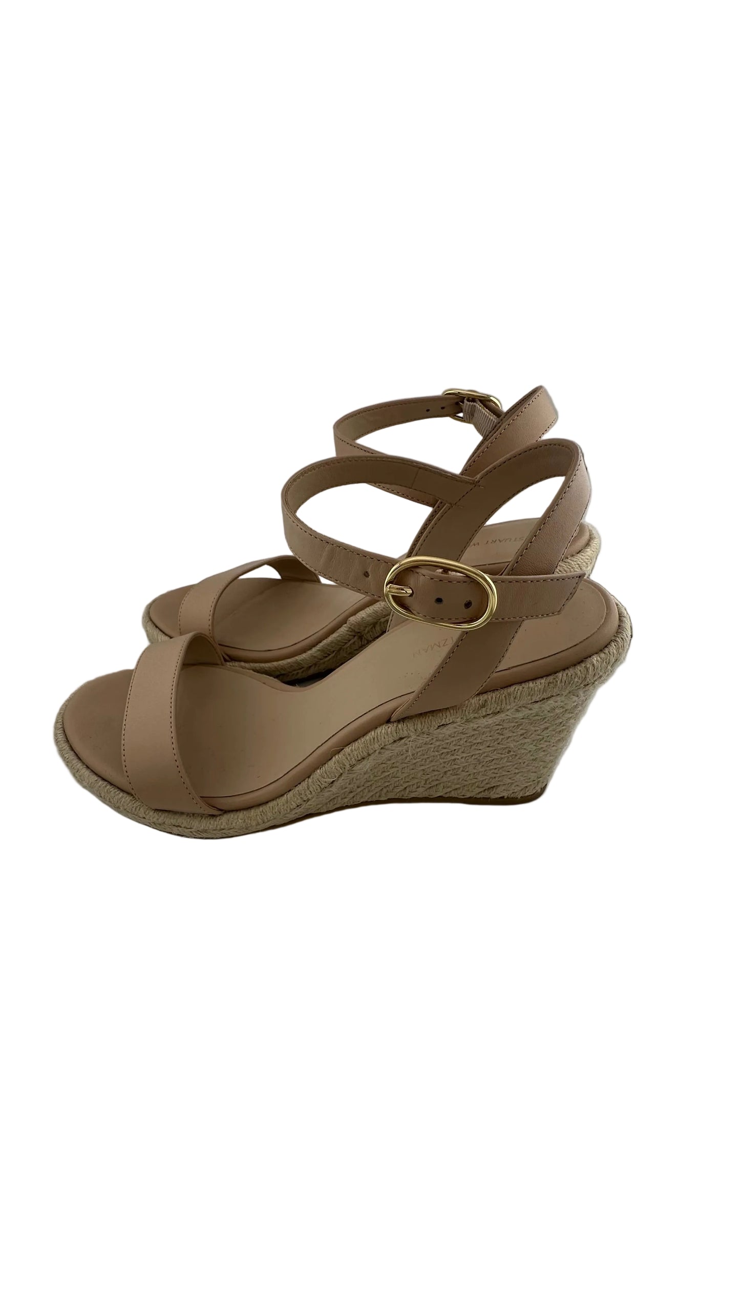 Stuart Weitzman - Teddi Tan Leather Espadrille Wedges - 9.5