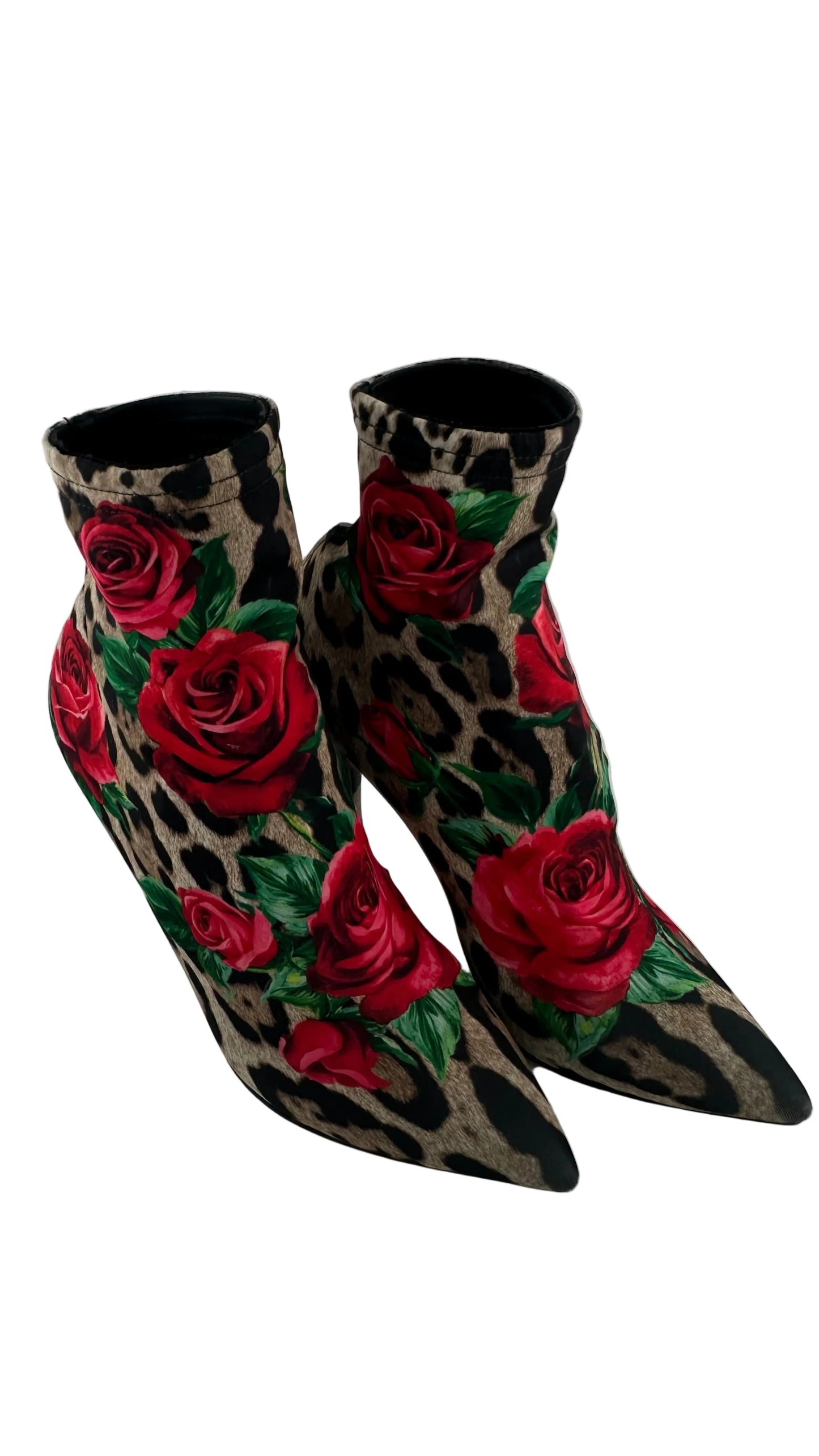 DOLCE & GABBANA - Leopard Rose Sock Booties - 36