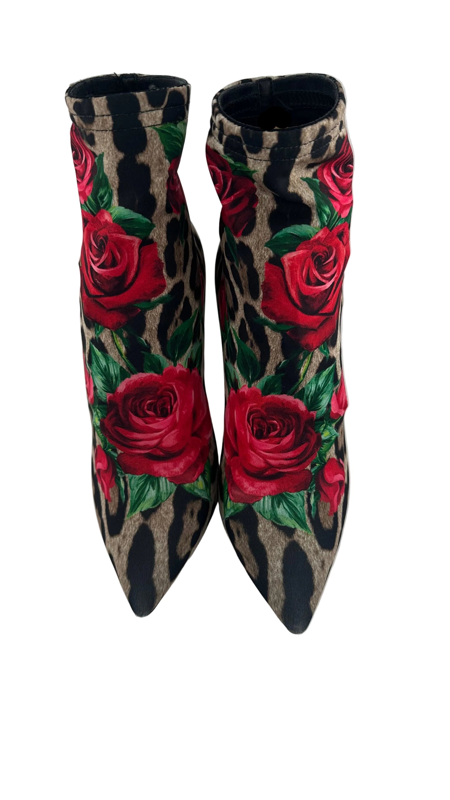 DOLCE & GABBANA - Leopard Rose Sock Booties - 36