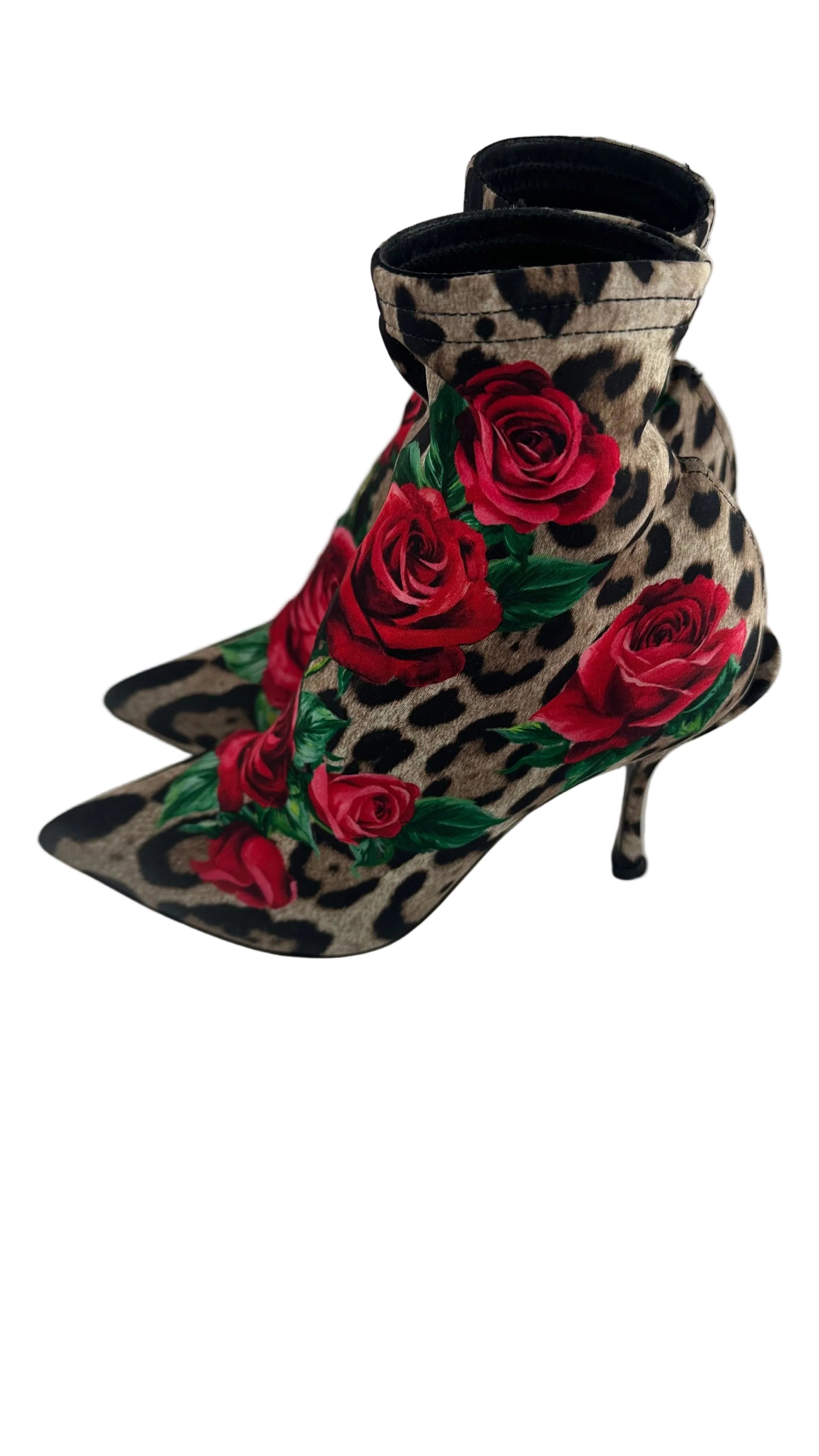 DOLCE & GABBANA - Leopard Rose Sock Booties - 36