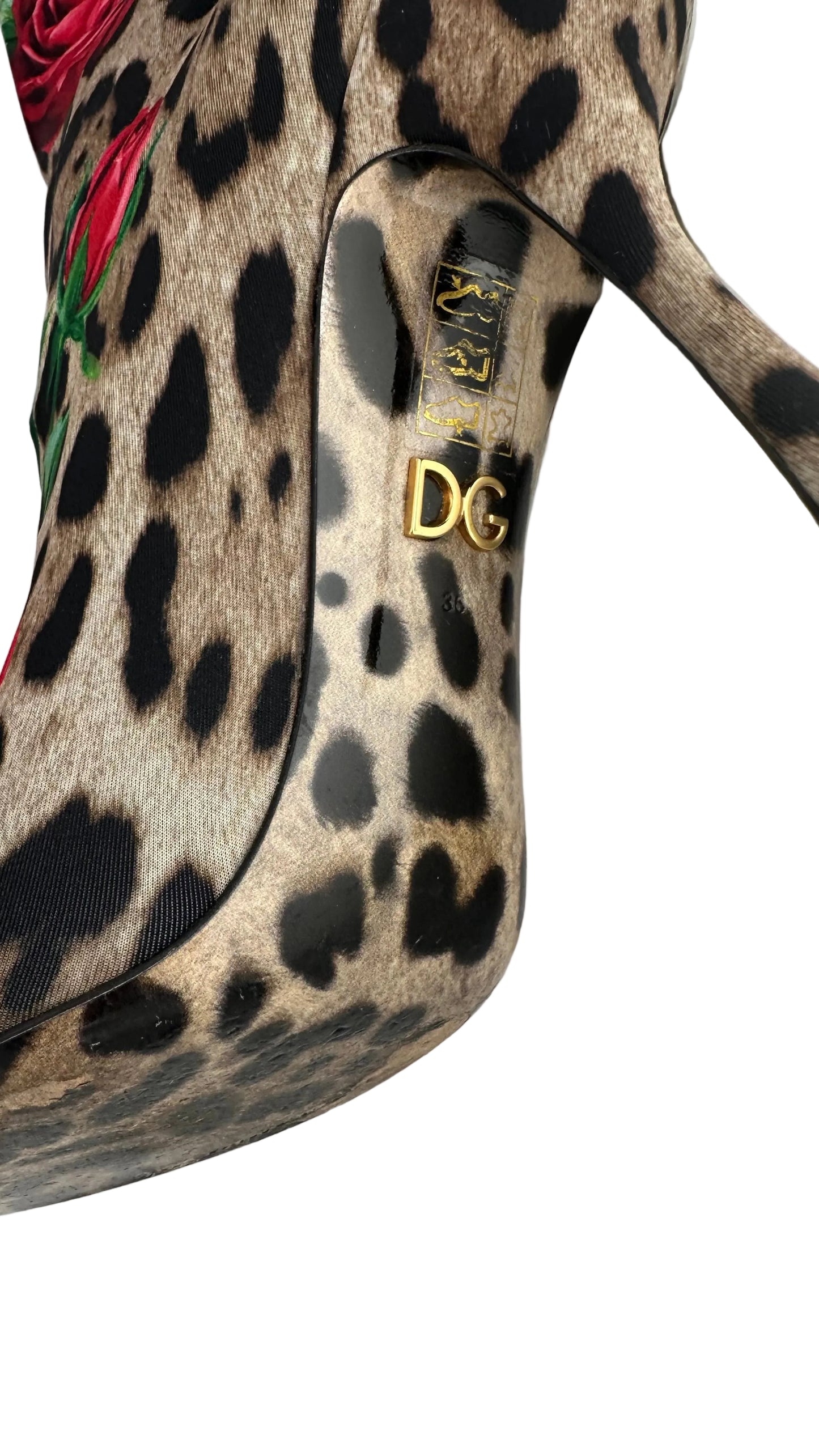 DOLCE & GABBANA - Leopard Rose Sock Booties - 36