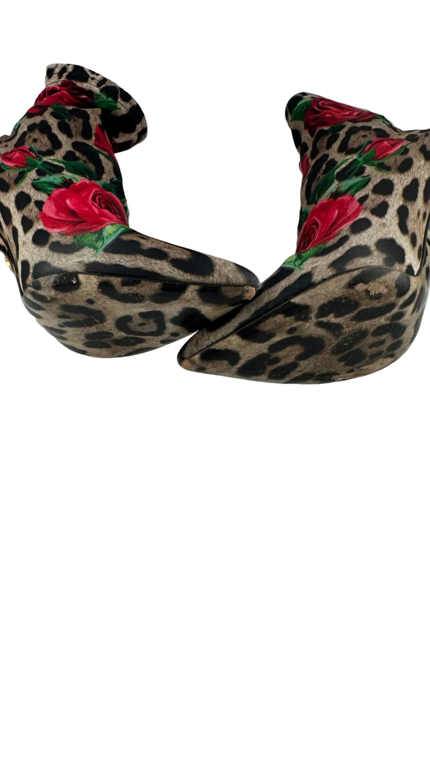 DOLCE & GABBANA - Leopard Rose Sock Booties - 36