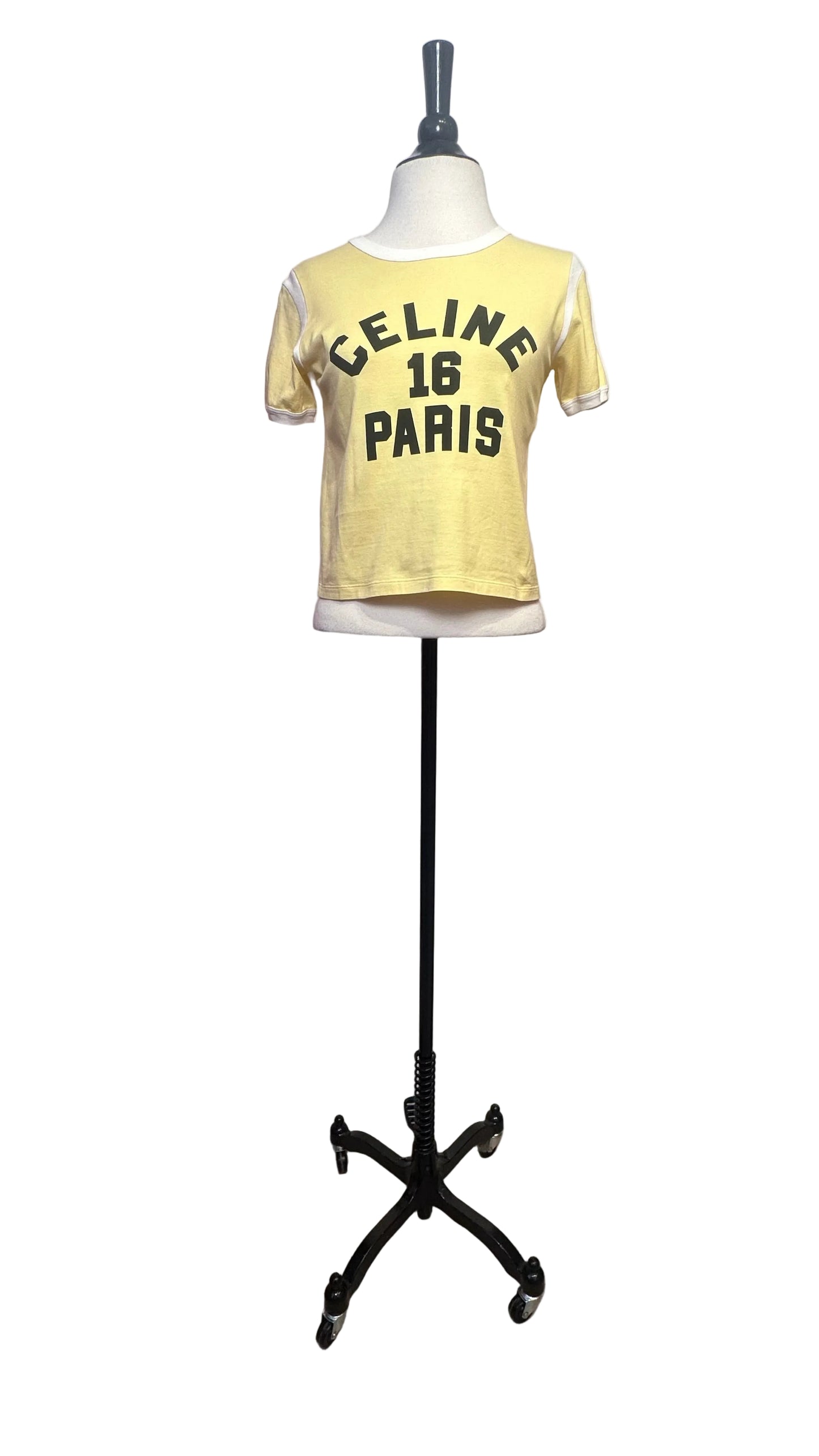 CELINE - Yellow Logo Ringer Tee - X-Small