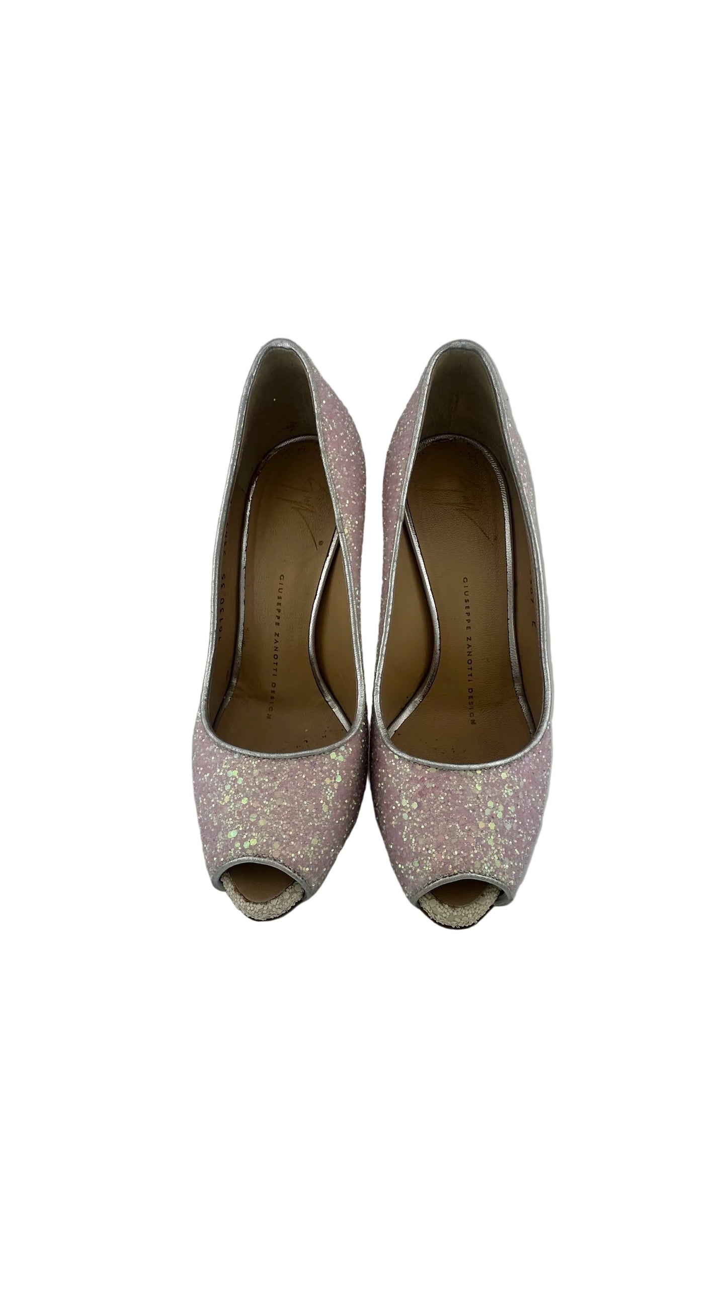Giuseppe Zanotti - Barbie Pink Sparkle Peep Toe Heels - 35