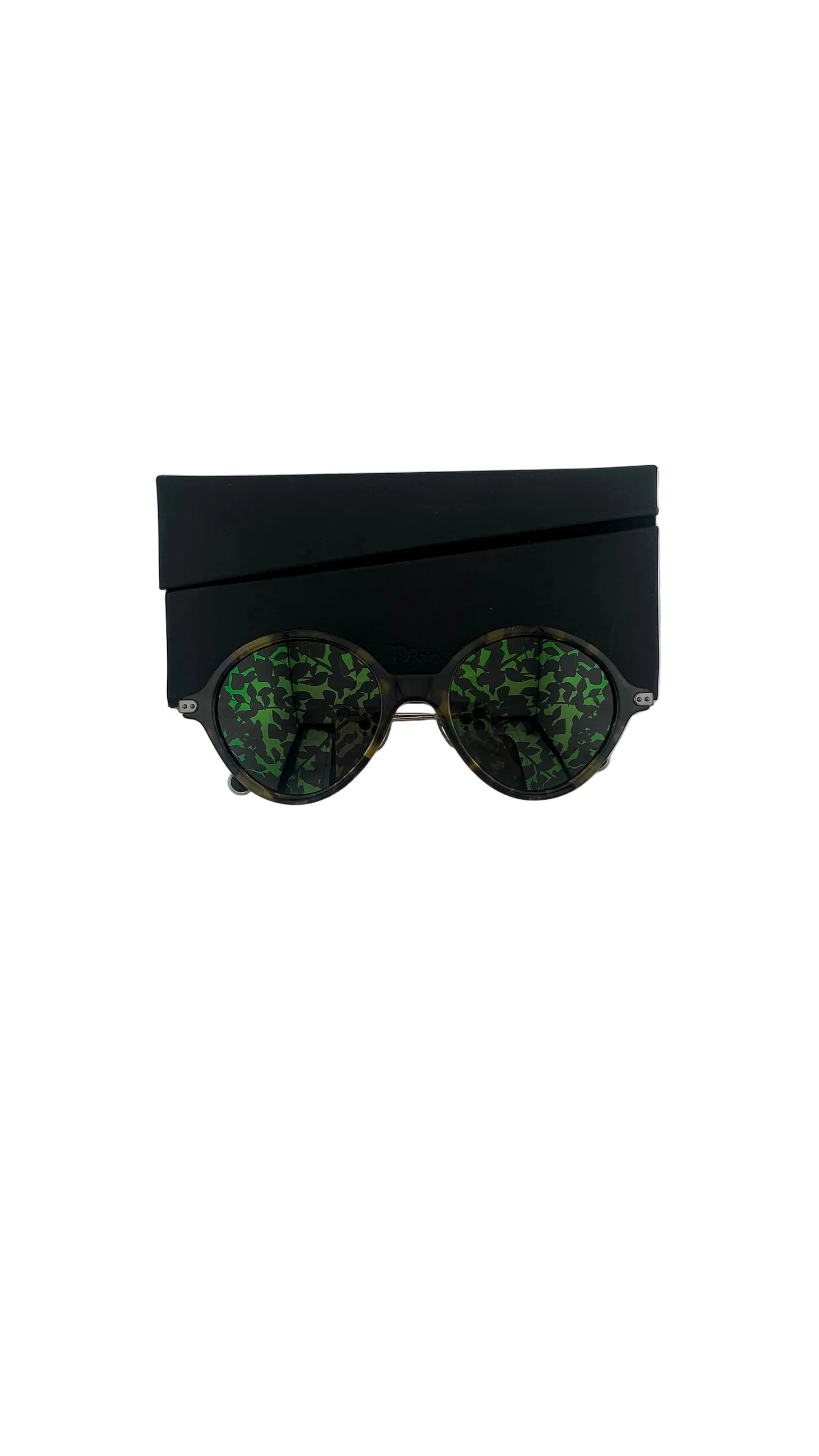 Christian Dior - Umbrage Round Havana Frame Foliage Print Lens Sunglasses