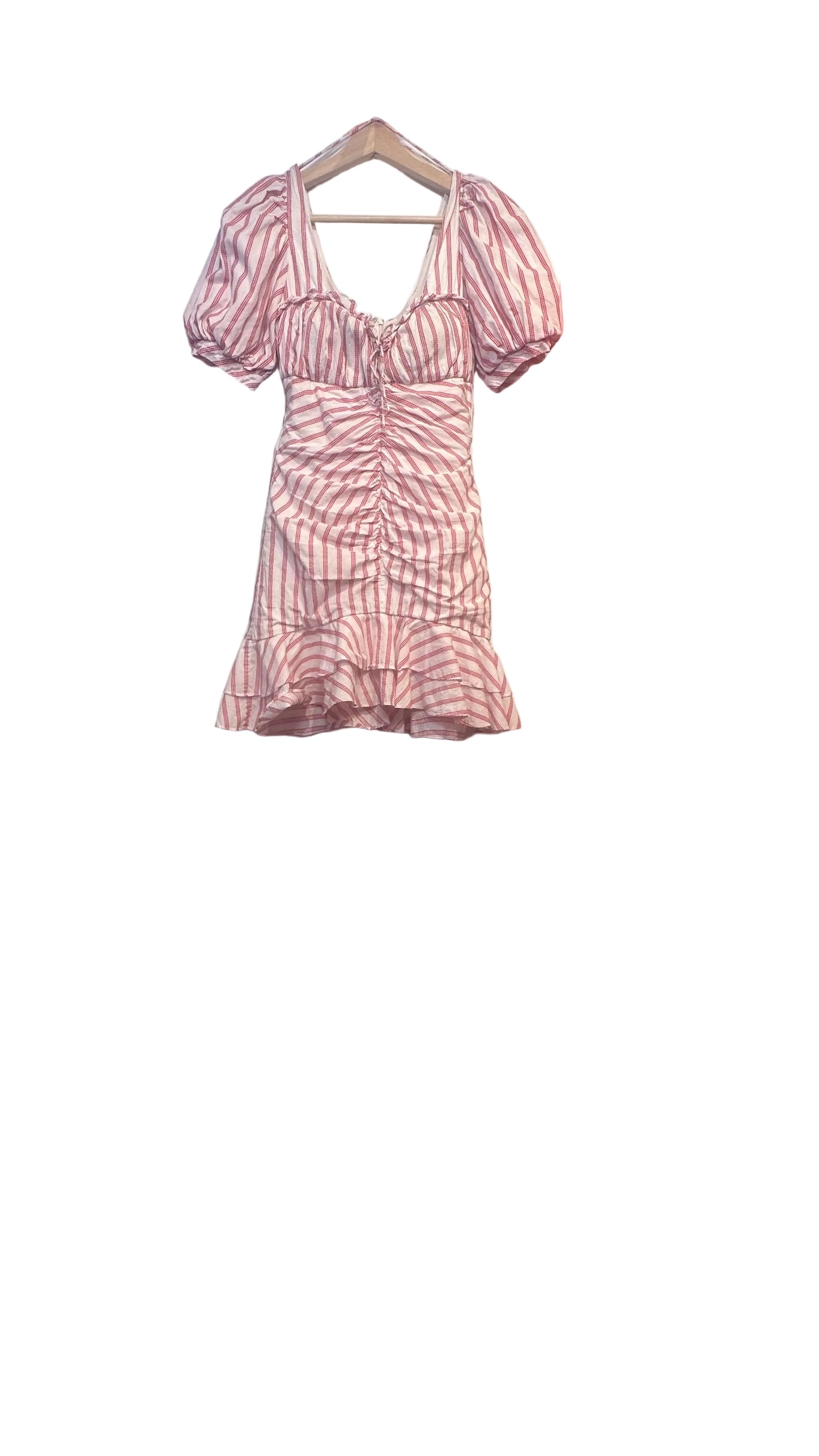 Jonathan Simkhai - Red and White Striped Ruched Dress - 2