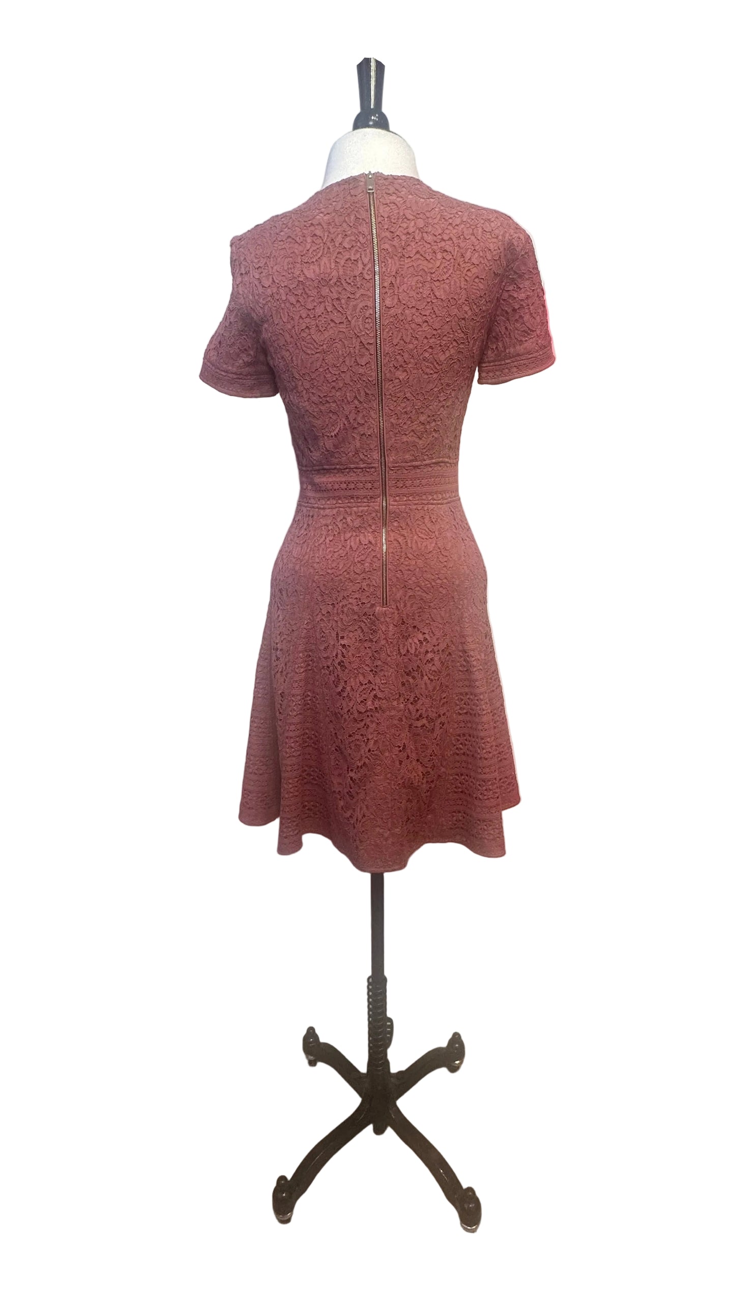 Burberry - Dusty Rose Italian Lace A-Line Dress - 4
