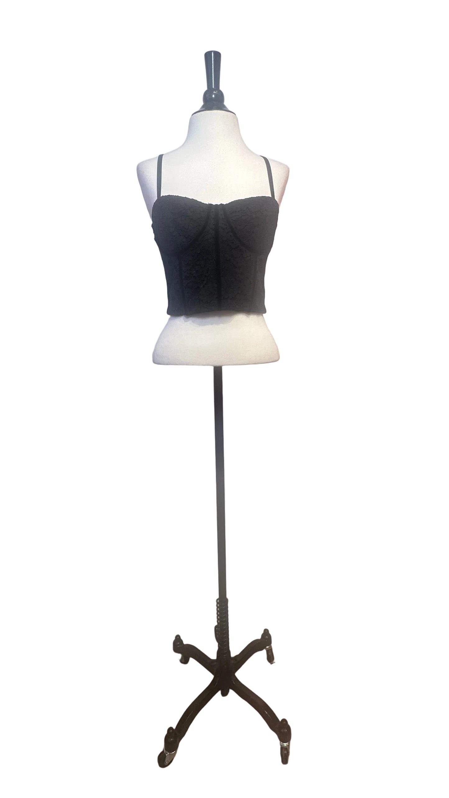 Alice + Olivia - Lorette Black Lace Bustier Crop Top - 6