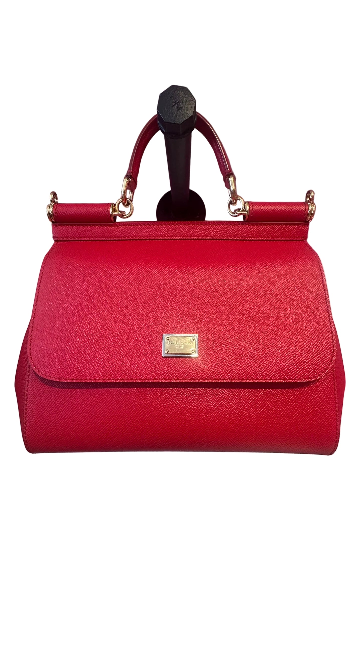 DOLCE & GABBANA - Sicily Medium Red Leather Handbag