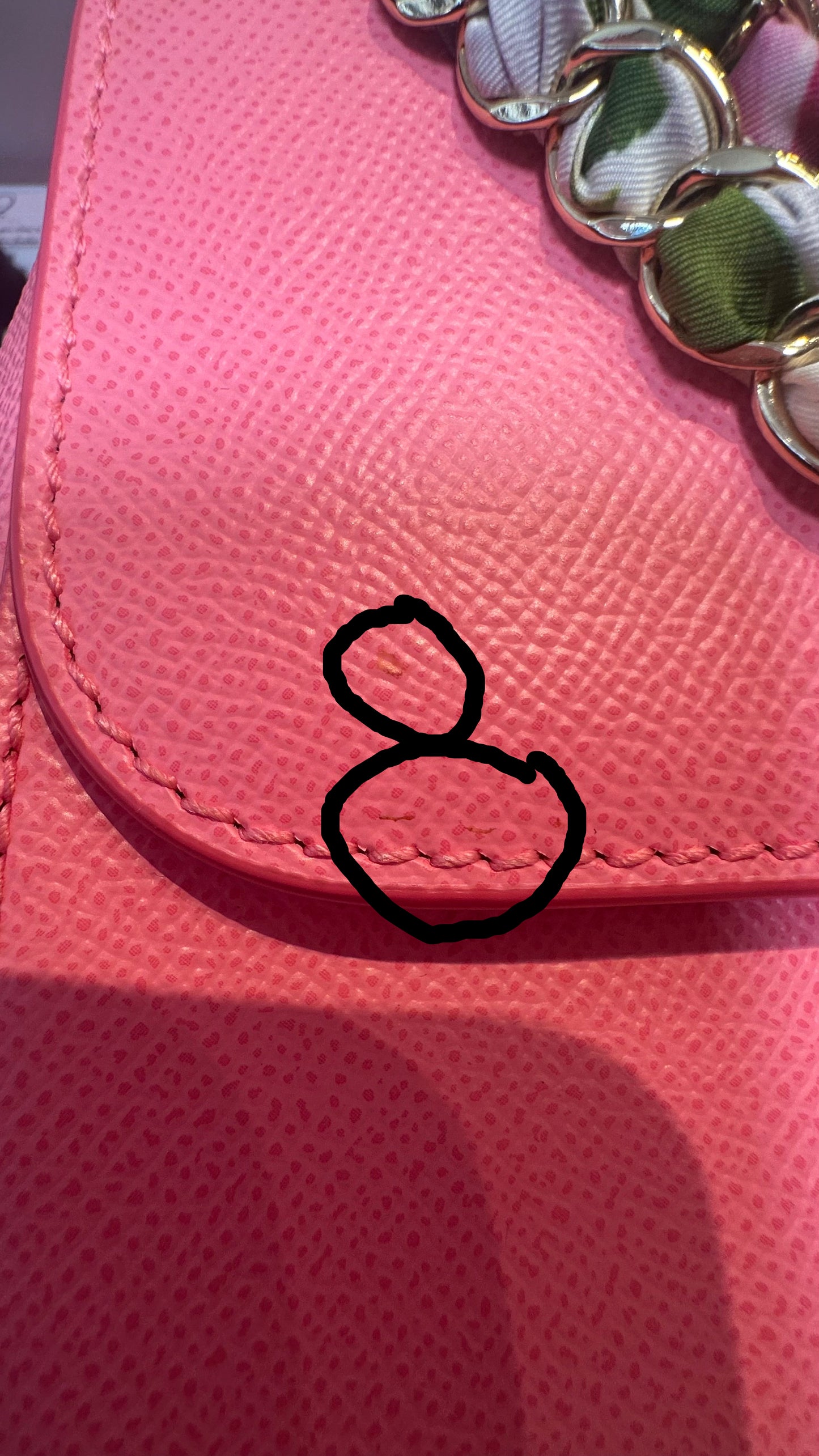 DOLCE & GABBANA - Sicily Medium Pink Leather Handbag with Floral Scarf Chain