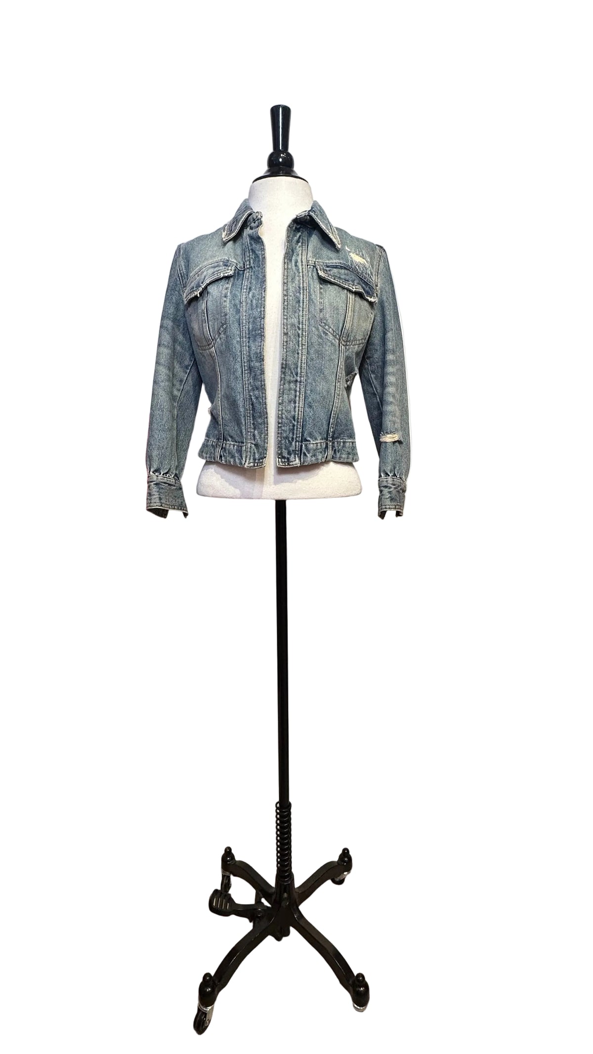 DOLCE & GABBANA - Vintage Y2K Cropped Distressed Denim Jacket - 42