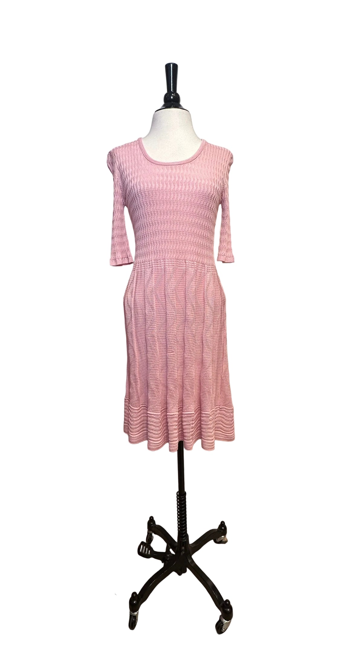 M Missoni - VINTAGE Pink Scoop Neck Knit Dress - 42