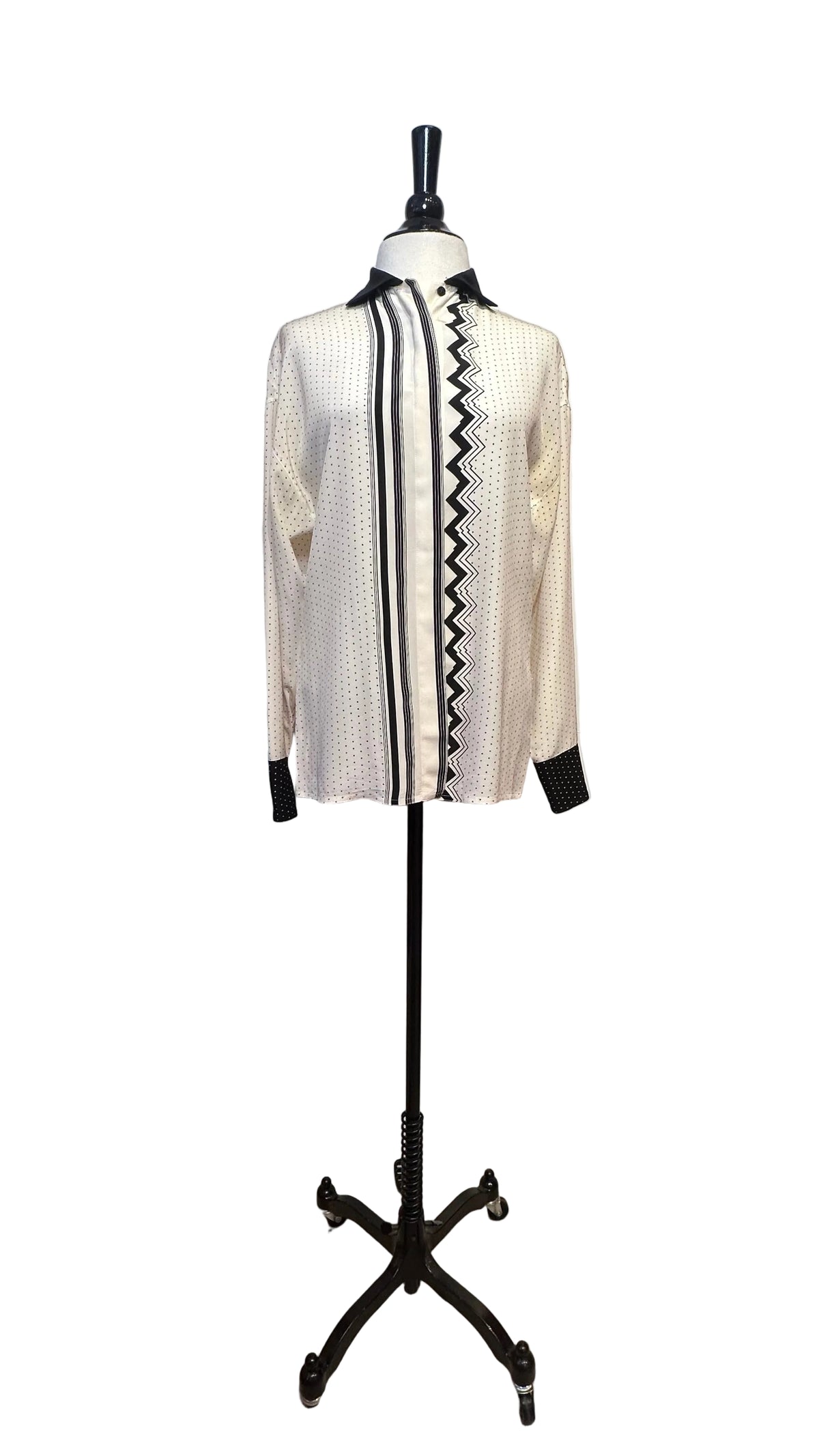Gianni Versace - VINTAGE COUTURE Black White Silk Top - 40