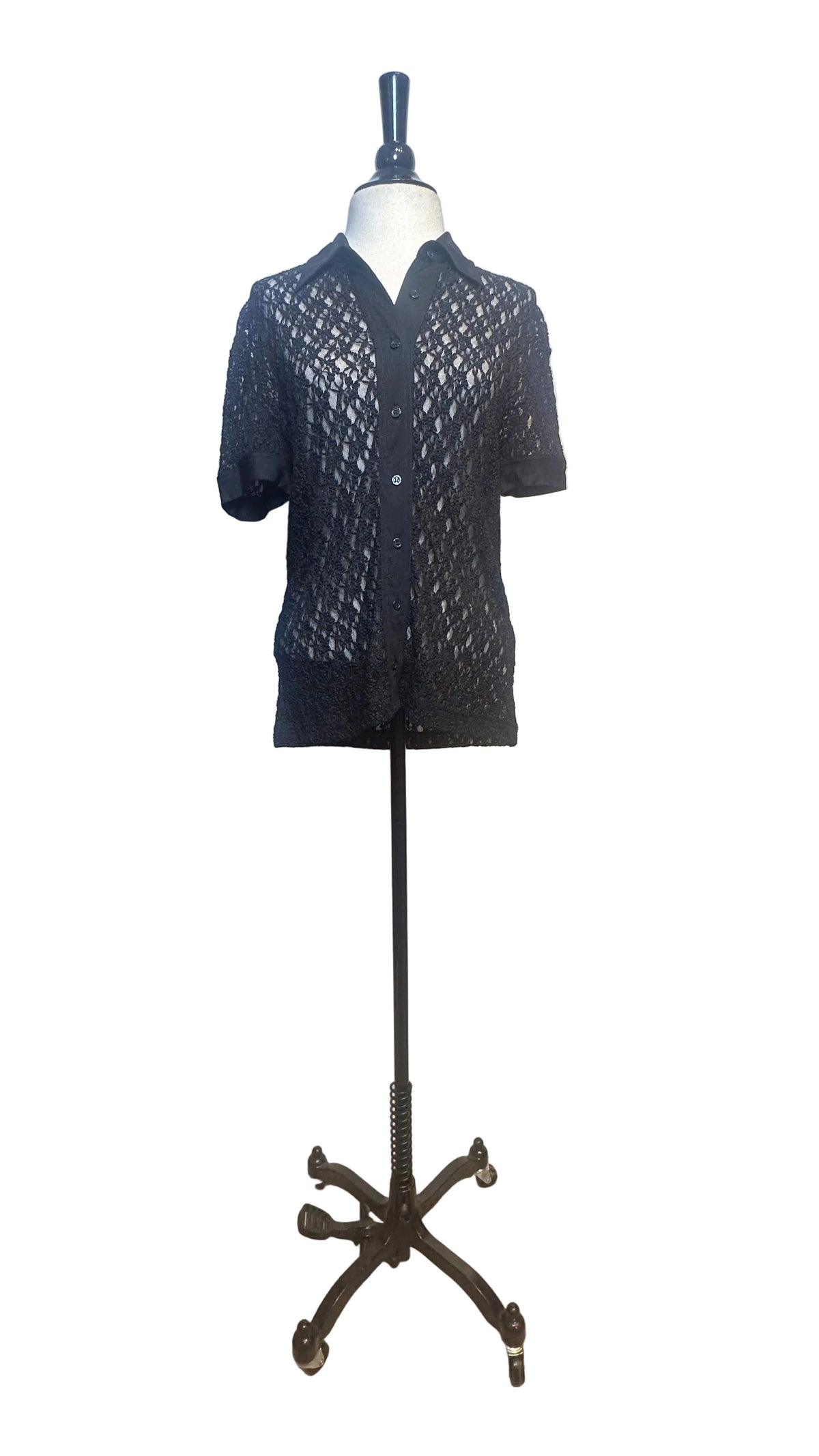DOLCE & GABBANA J&ANS - VINTAGE Y2K Black Lace Button Up Top - M